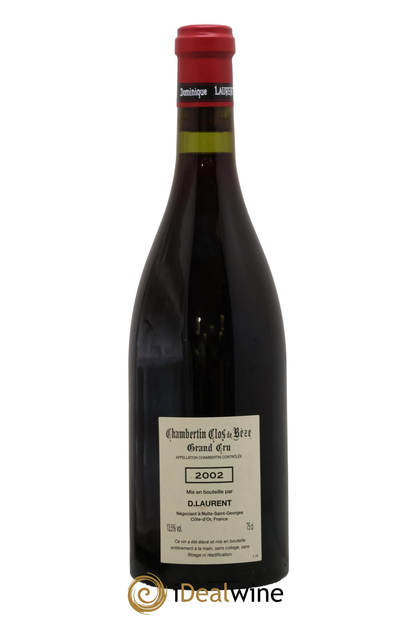 Chambertin Clos de Bèze Grand Cru Grande cuvée Vieilles vignes Dominique Laurent 2002 - Lot de 1 bouteille - 1