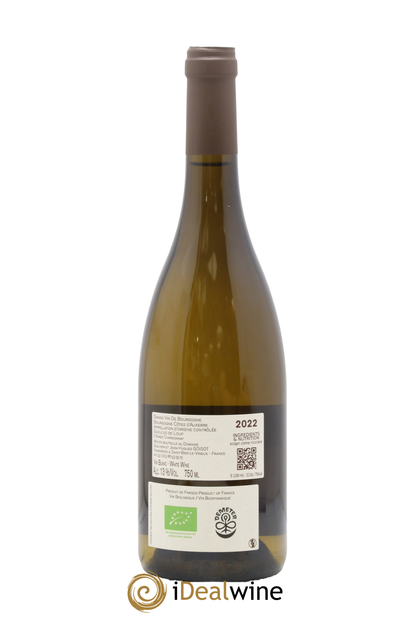 Bourgogne Côtes d'Auxerre Gueules de Loup Goisot 2022 - Lot de 1 bouteille - 1