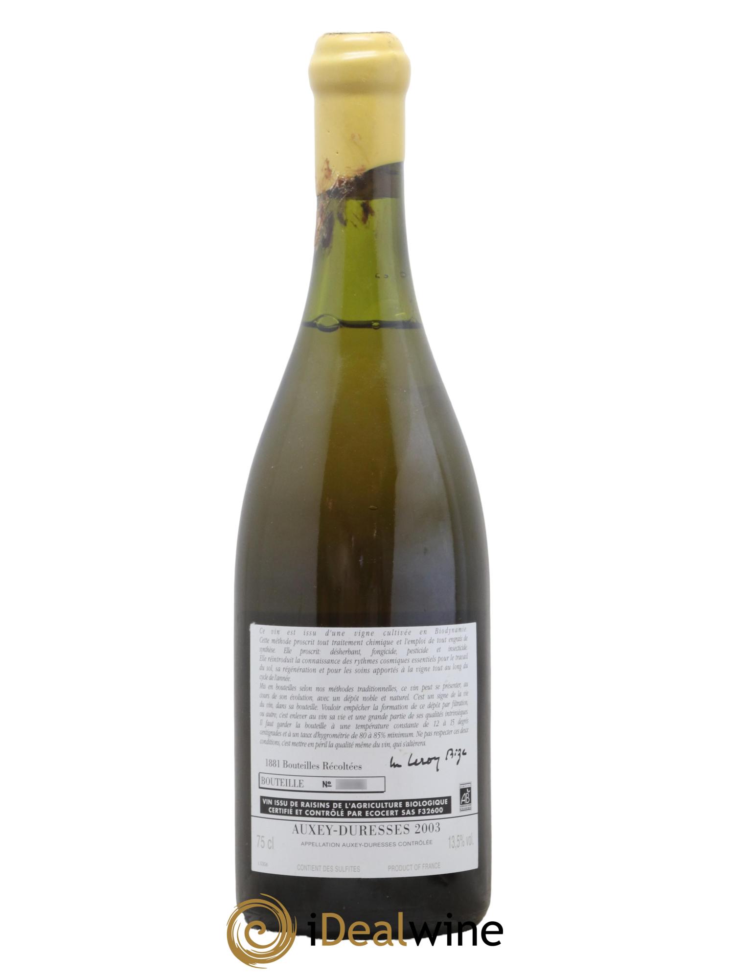 Auxey-Duresses d'Auvenay (Domaine) 2003 - Lot de 1 bouteille - 1