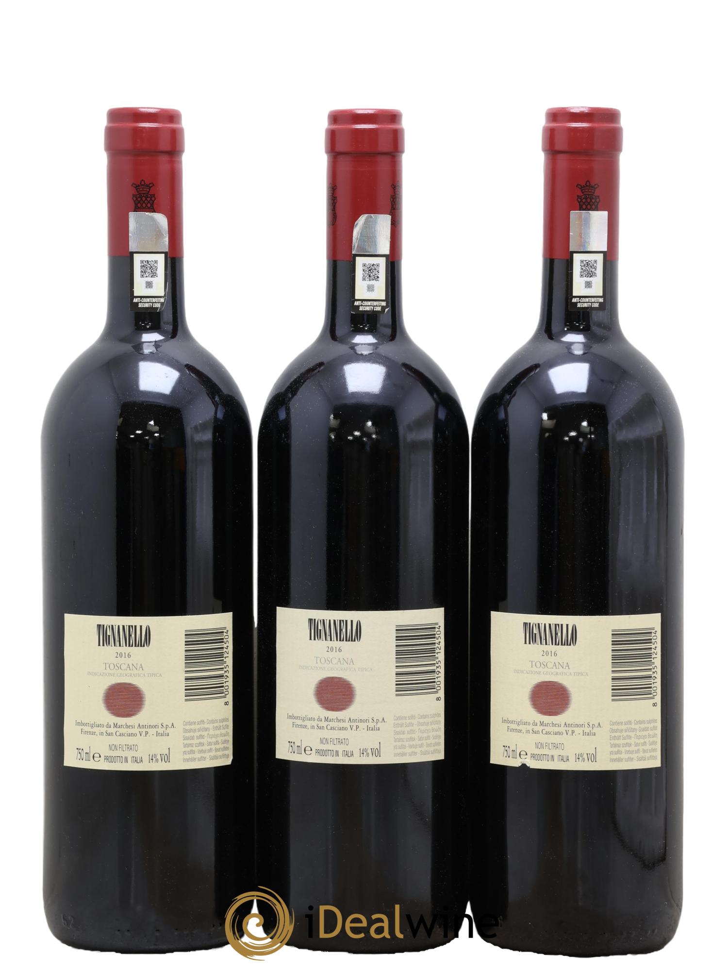 Toscana IGT Tignanello Tenuta Tignanello - Marchesi Antinori 2016 - Lot of 3 bottles - 1