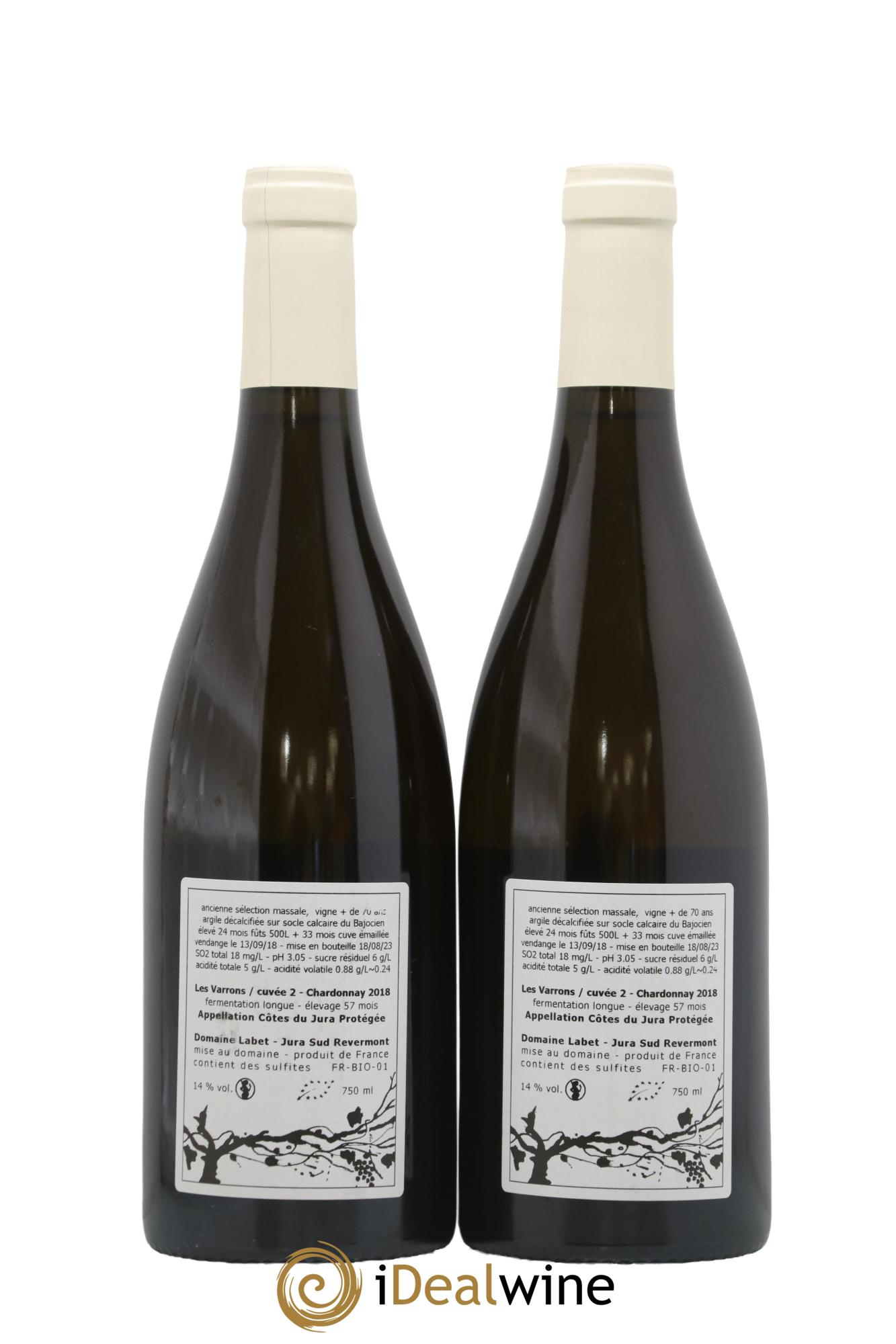 Côtes du Jura Les Varrons Cuvée 2 Fermentation Longue Labet (Domaine) 2018 - Lot de 2 bouteilles - 1