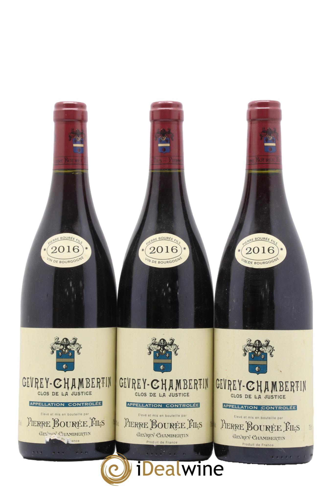Gevrey-Chambertin Clos de la Justice Domaine Pierre Bourée Fils 2016 - Lot de 3 bouteilles - 0