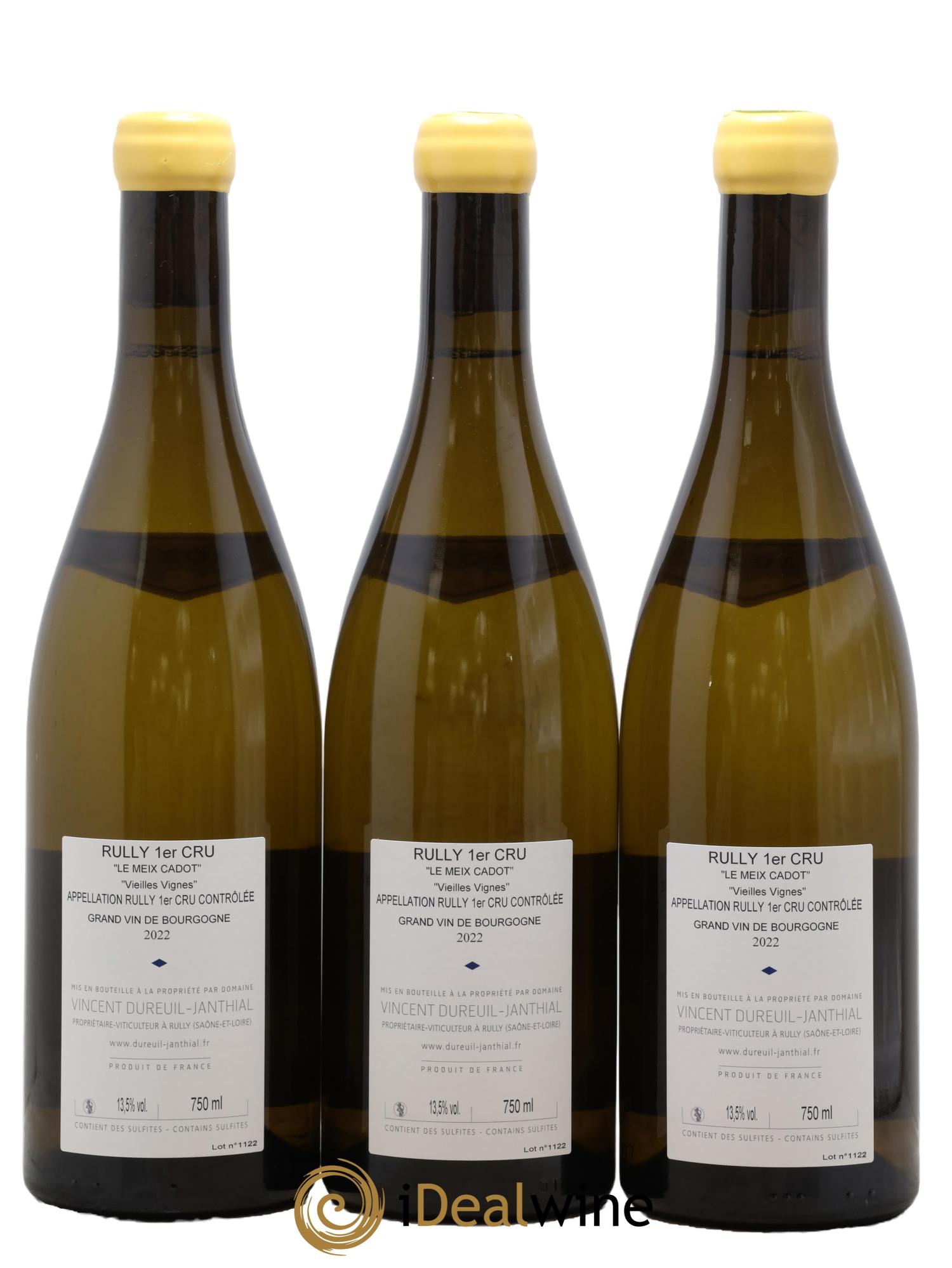 Rully 1er Cru Le Meix Cadot Vieilles Vignes Vincent Dureuil-Janthial 2022 - Lot de 3 bouteilles - 1
