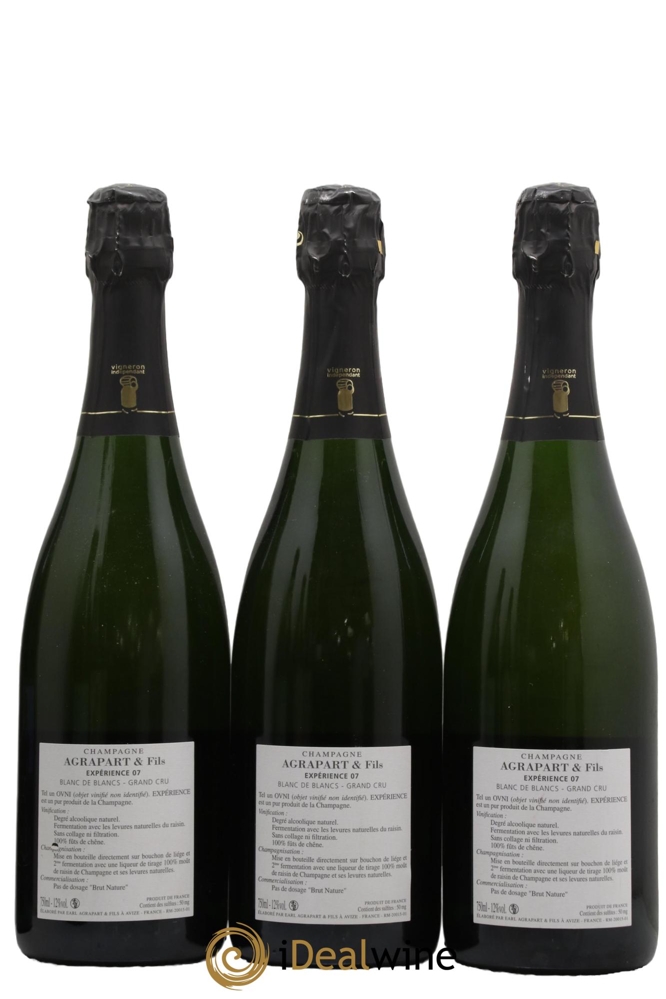 Expérience Blanc de Blancs Grand Cru Brut Nature Agrapart & Fils 2007 - Lot de 3 bouteilles - 1
