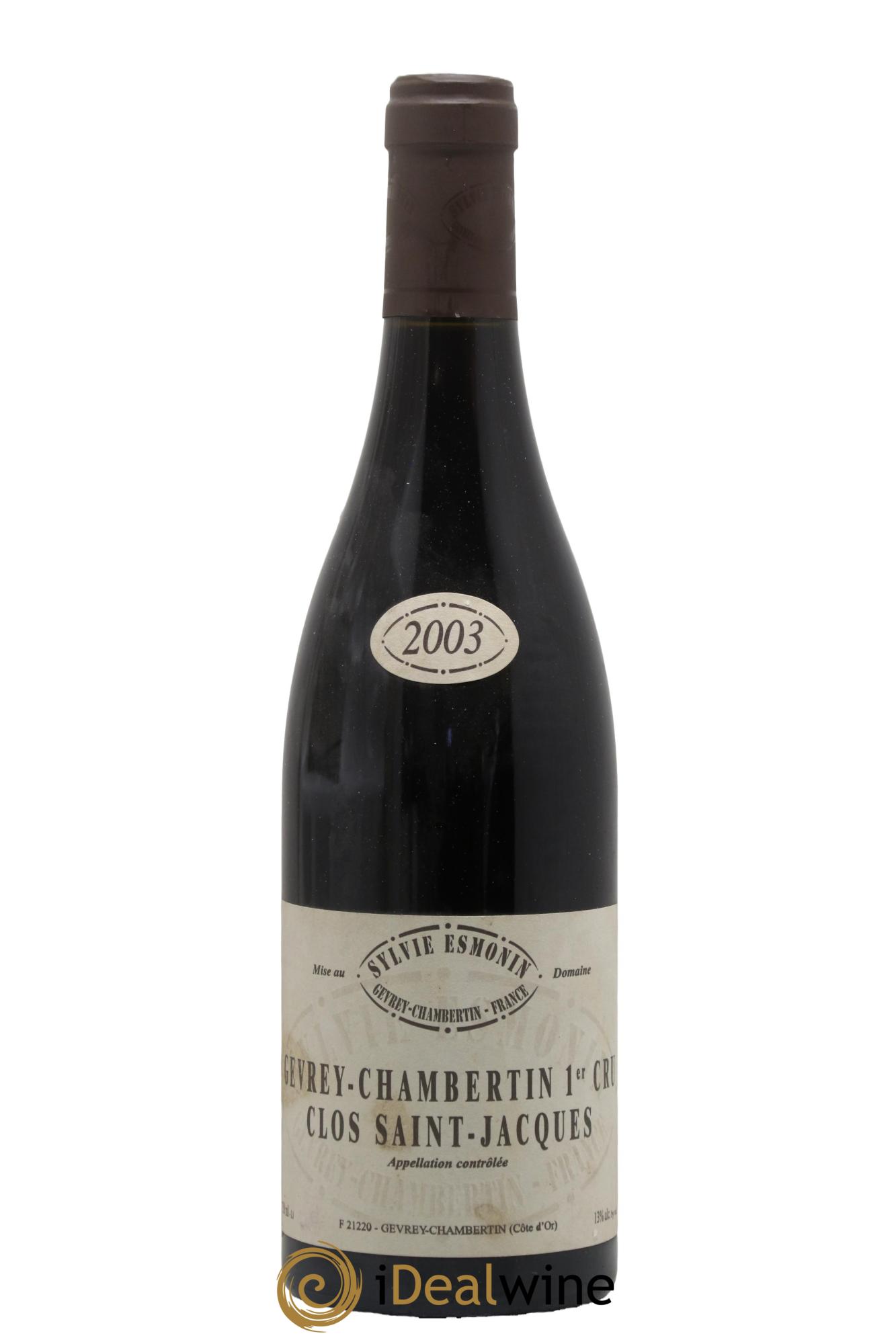 Gevrey-Chambertin 1er Cru Clos Saint Jacques Sylvie Esmonin 2003 - Lot de 1 bouteille - 0