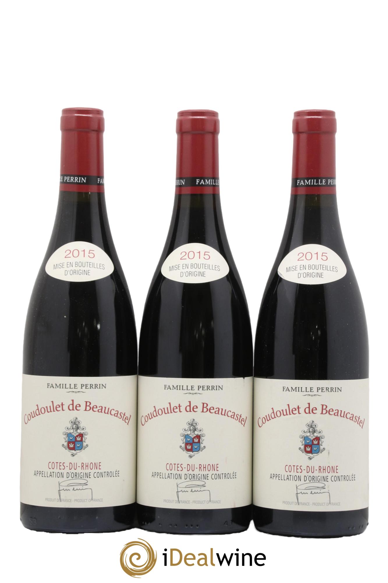Côtes-du-Rhône Coudoulet de Beaucastel Famille Perrin 2015 - Lot of 3 bottles - 0