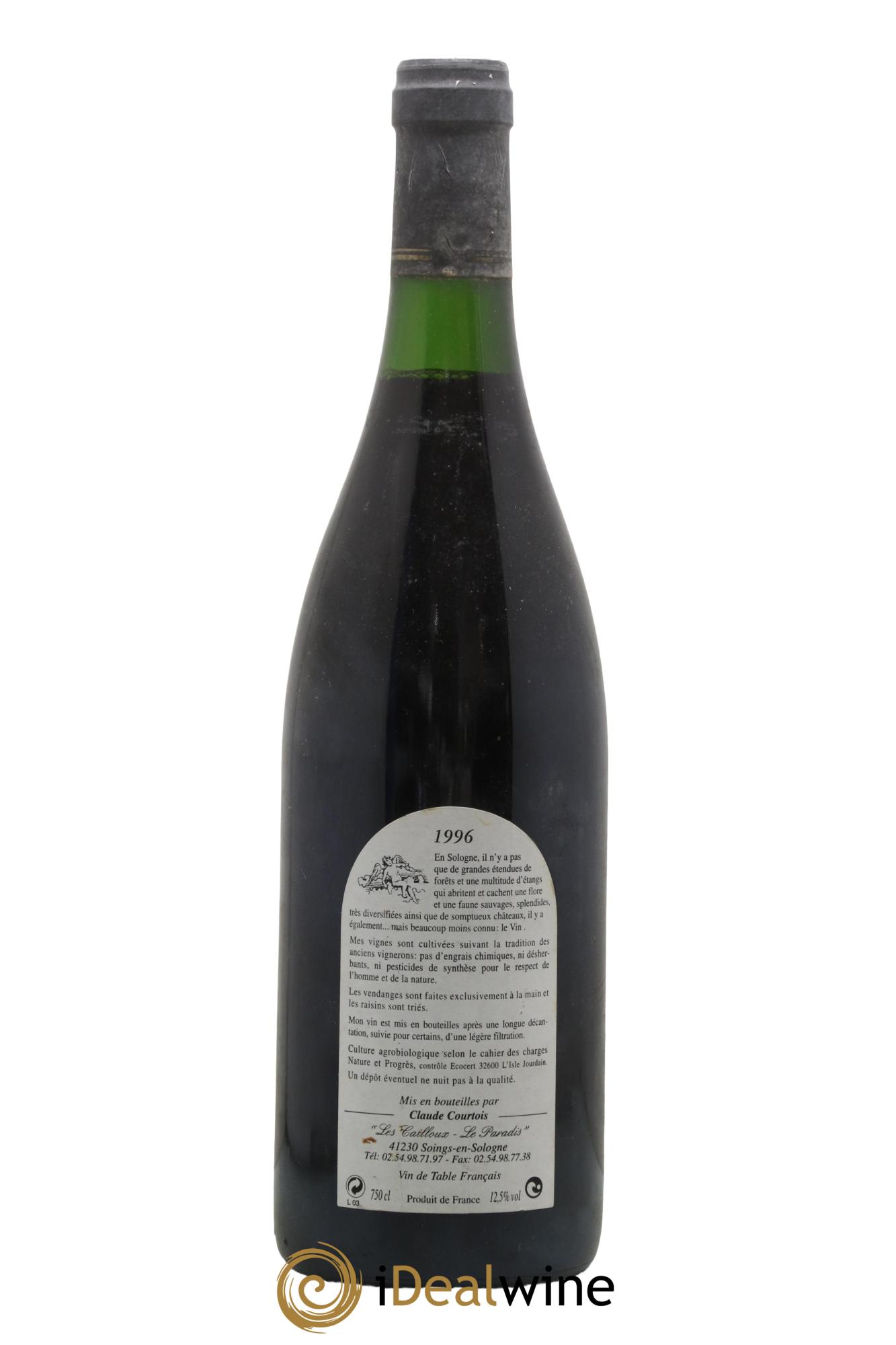 Vin de France Racines Les Cailloux du Paradis - Claude Courtois 1996 - Lot de 1 bouteille - 1