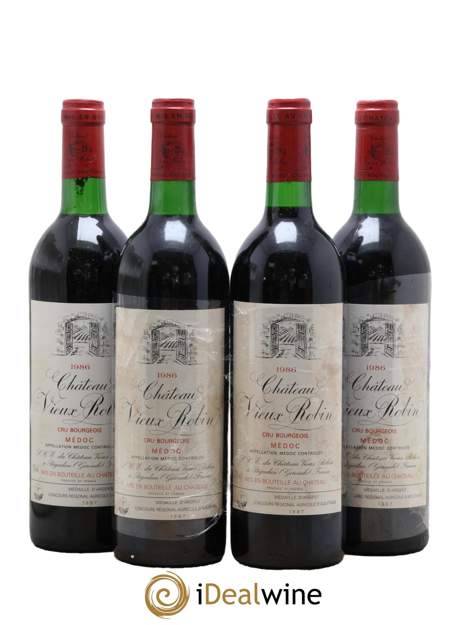 Château Vieux Robin Cru Bourgeois 1986 - Lot de 4 bouteilles - 0