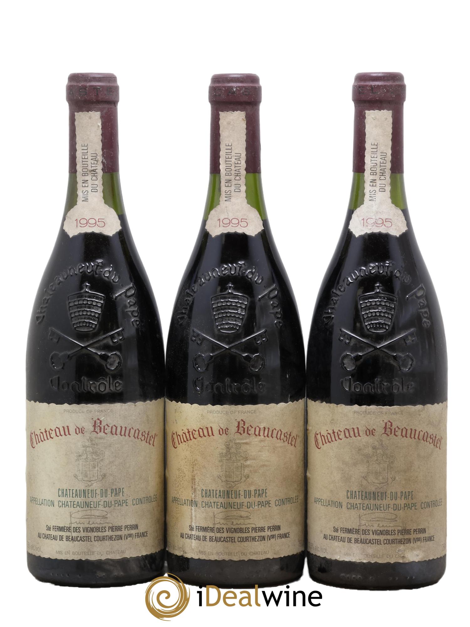 Châteauneuf-du-Pape Château de Beaucastel Famille Perrin 1995 - Posten von 3 Flaschen - 0