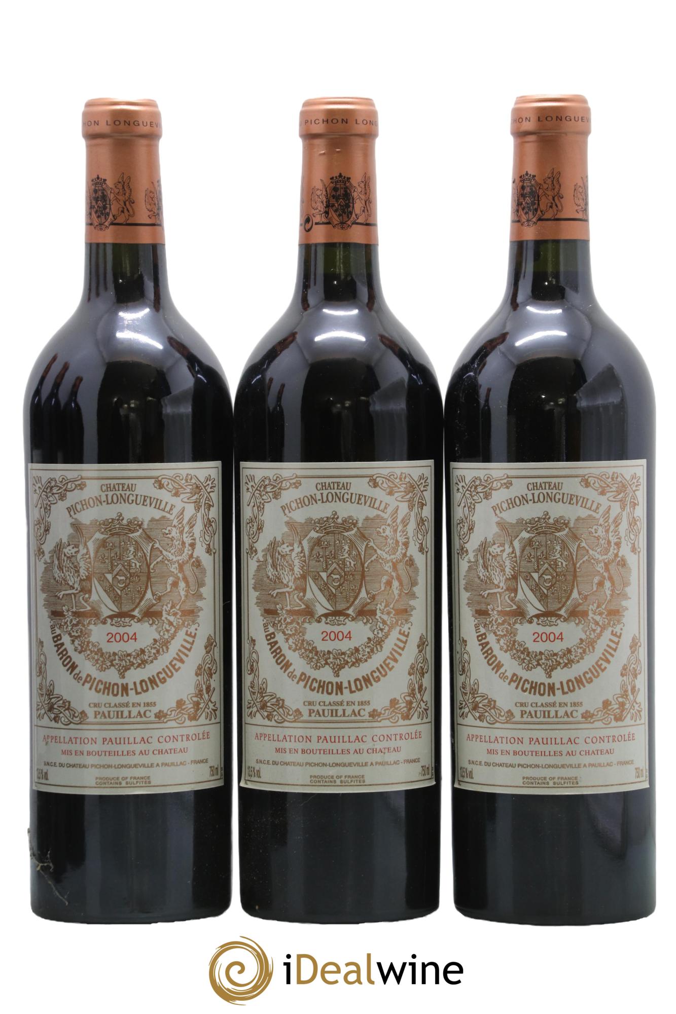 Pichon Longueville Baron 2ème Grand Cru Classé 2004 - Lot of 3 bottles - 0
