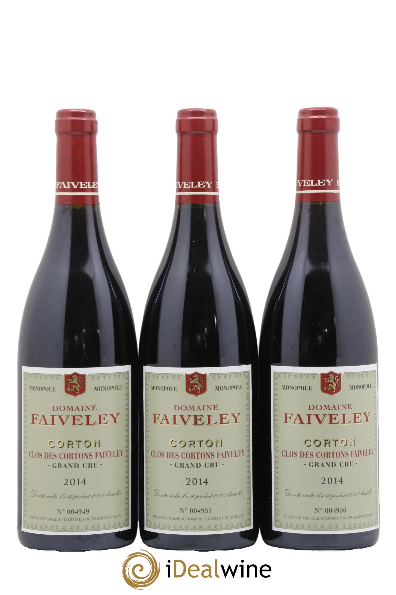 Corton Grand Cru Clos des Cortons Faiveley 2014 - Lot of 3 bottles - 0