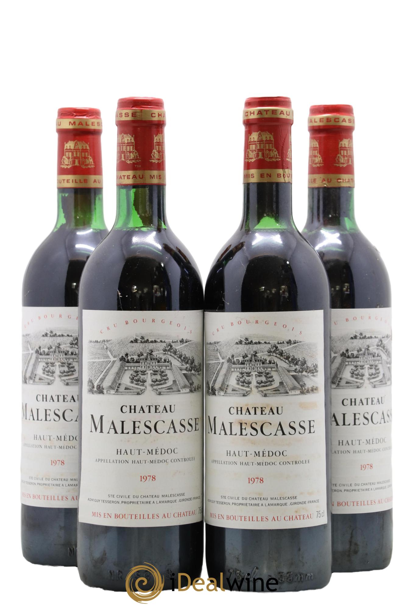 Château Malescasse Cru Bourgeois Exceptionnel 1978 - Lot de 4 bouteilles - 0