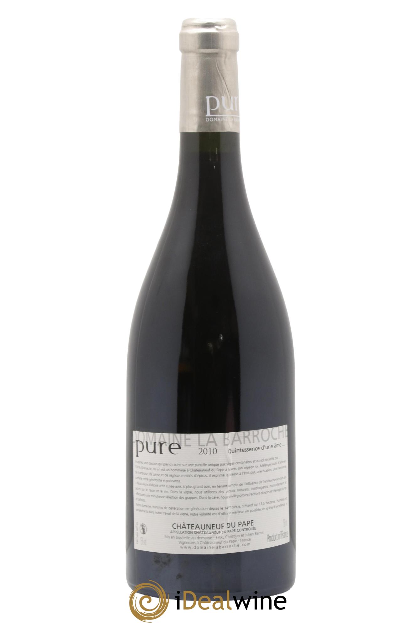 Châteauneuf-du-Pape Cuvée Pure Domaine La Barroche 2010 - Posten von 1 Flasche - 1