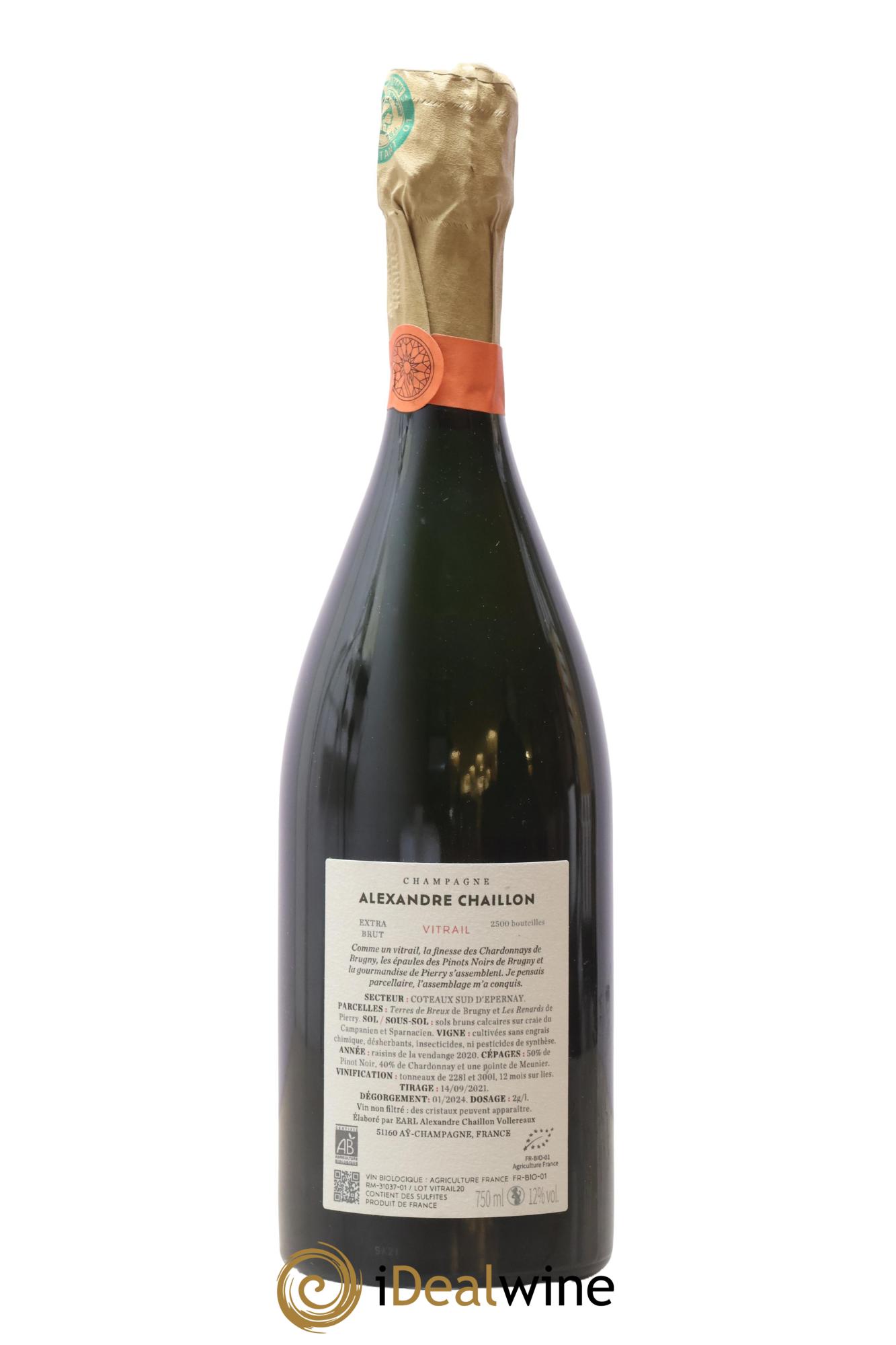 Champagne Vitrail Alexandre Chaillon Domaine d'Aÿeurs 2020 - Posten von 1 Flasche - 1
