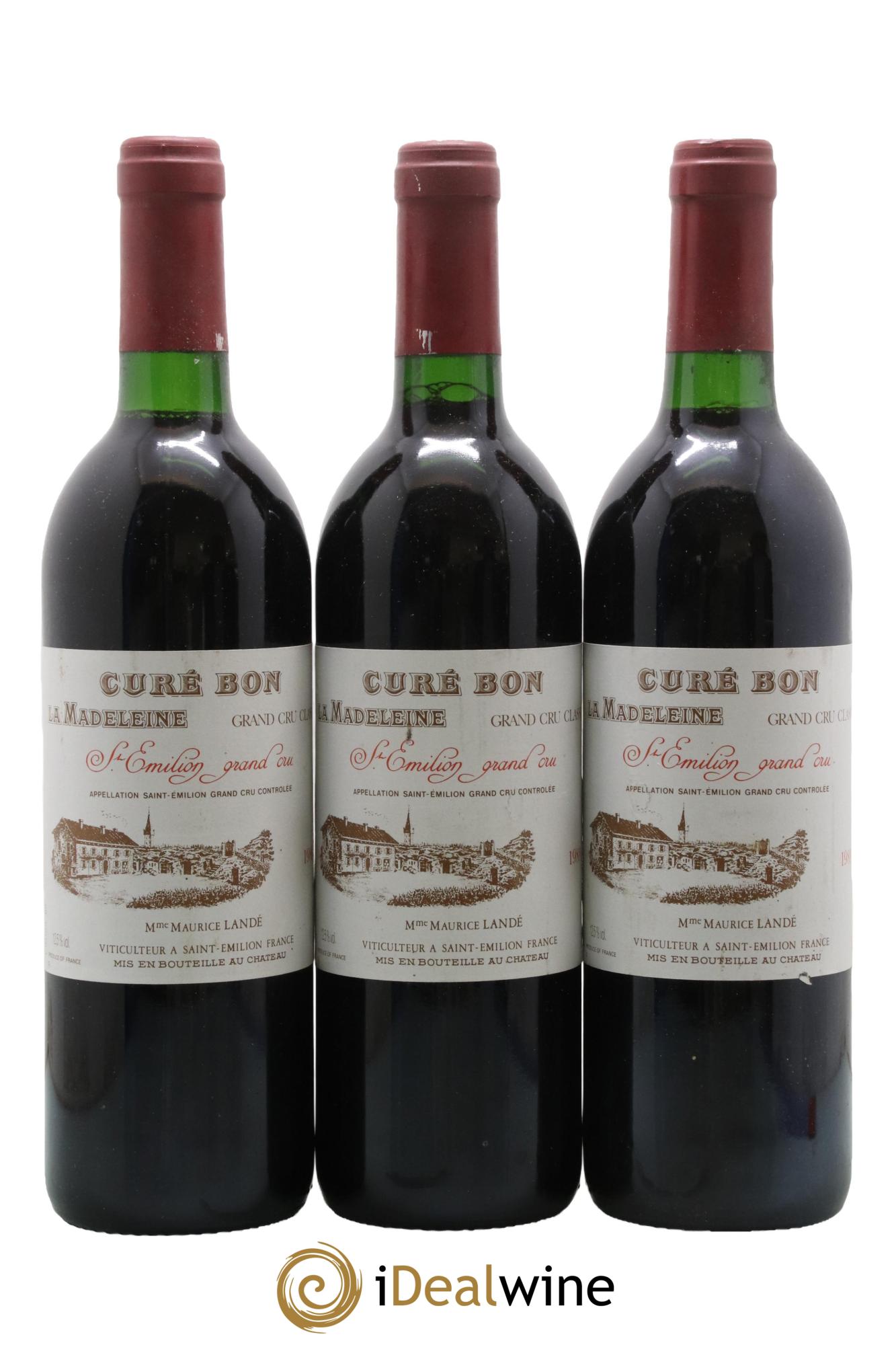 Saint-Émilion Grand Cru Château Curé Bon 1989 - Lot de 3 bouteilles - 0