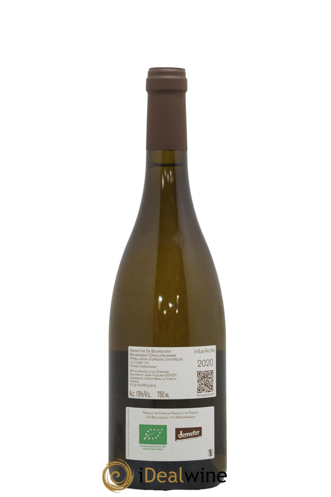 Bourgogne Côtes d'Auxerre Le Court Vit Goisot 2020 - Lot of 1 bottle - 1