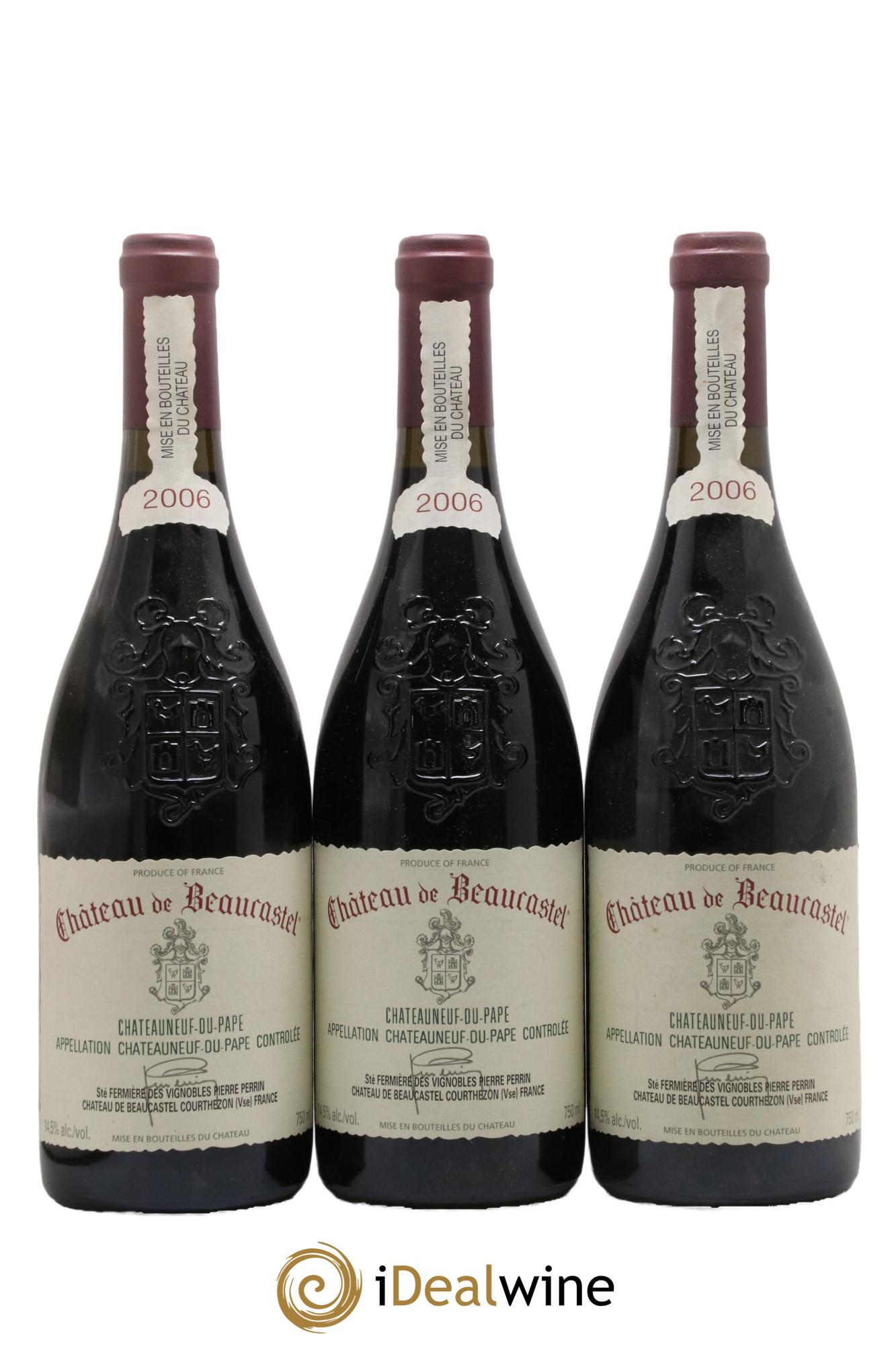 Châteauneuf-du-Pape Château de Beaucastel Famille Perrin 2006 - Lot de 3 bouteilles - 0