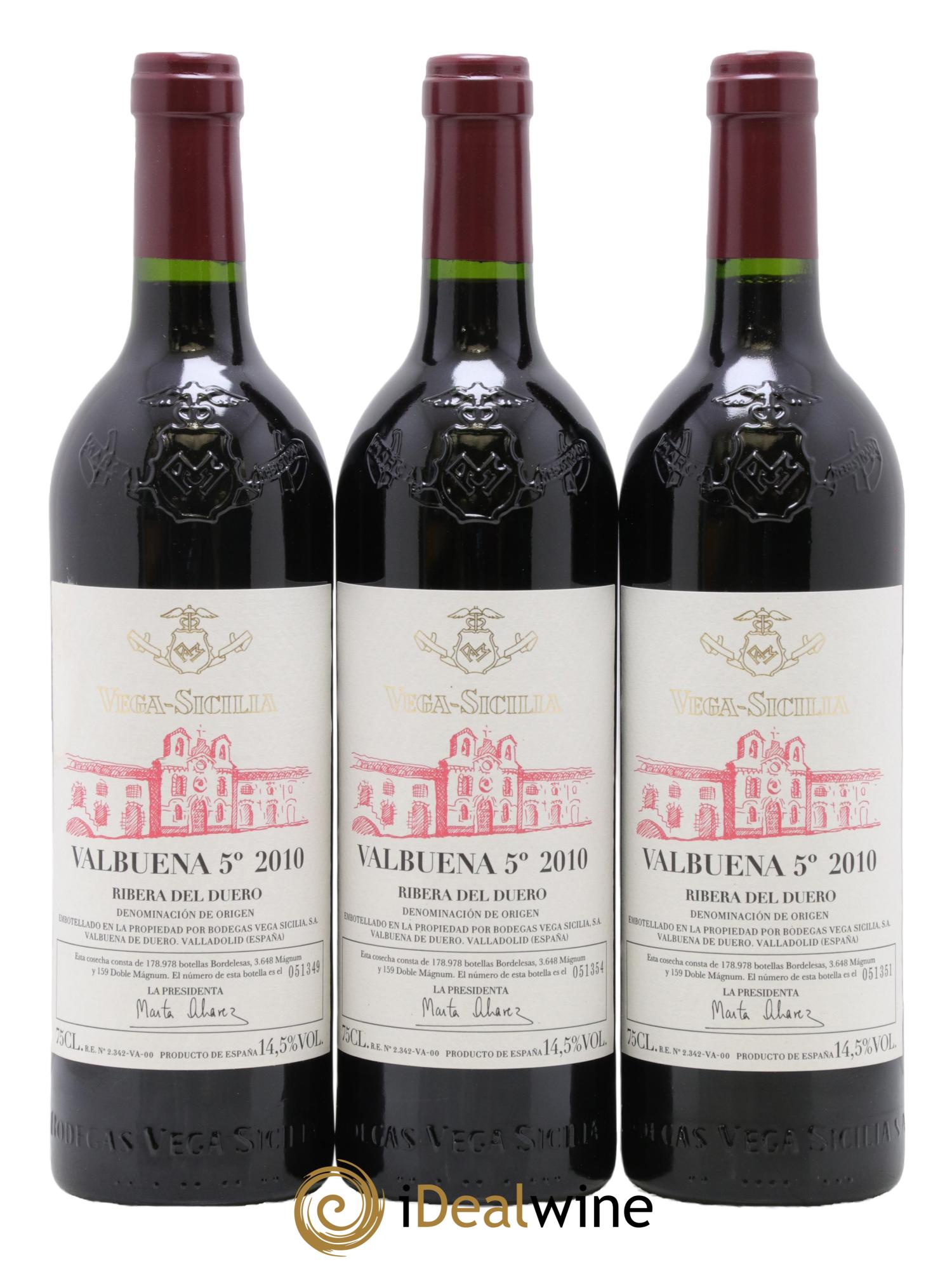 Ribera Del Duero DO Vega Sicilia Valbuena 5 ano Famille Alvarez 2010 - Lot of 6 bottles - 3