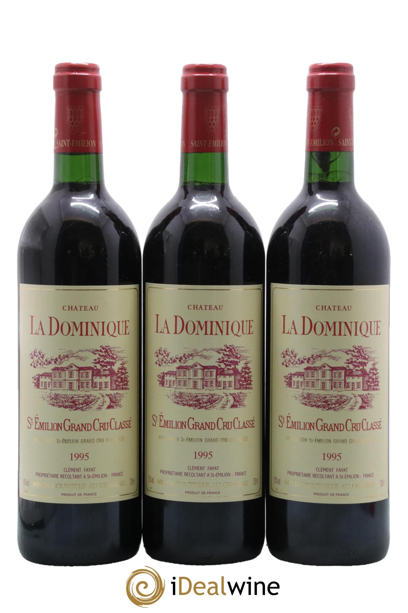 Château la Dominique Grand Cru Classé 1995 - Lotto di 3 bottiglie - 0