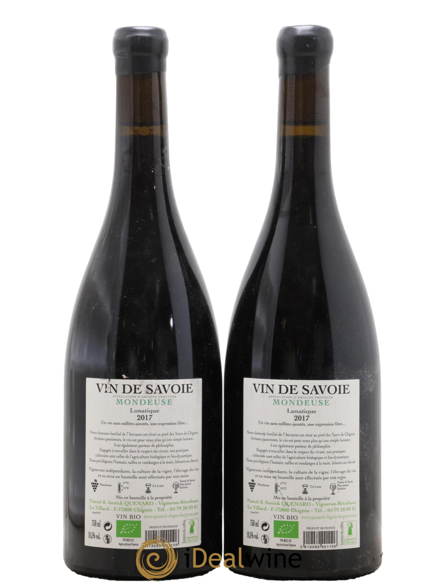 Vin de Savoie Mondeuse Lunatic Quenard 2017 - Lot de 2 bouteilles - 1
