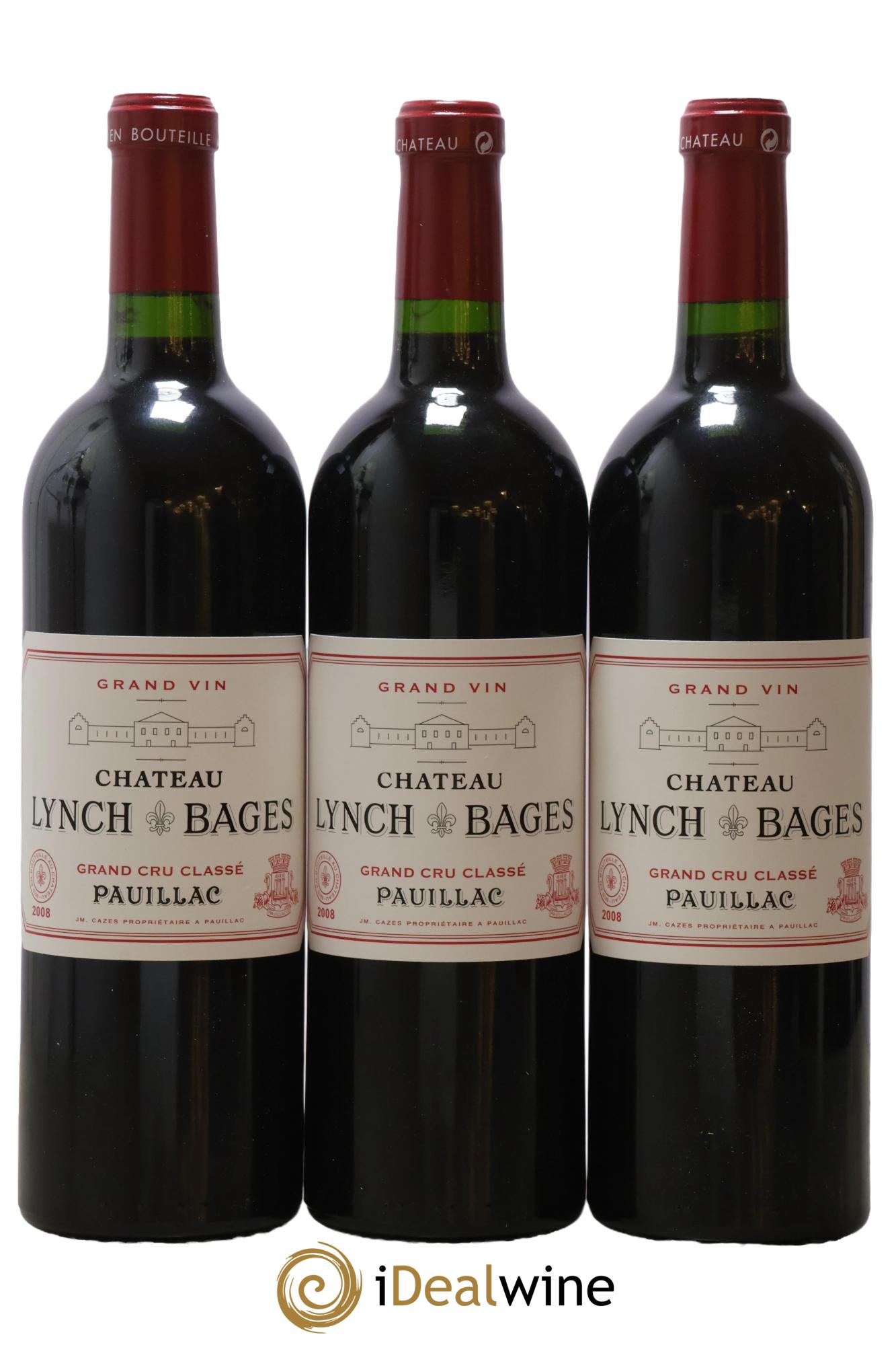 Château Lynch Bages 5ème Grand Cru Classé 2008 - Posten von 3 Flaschen - 0