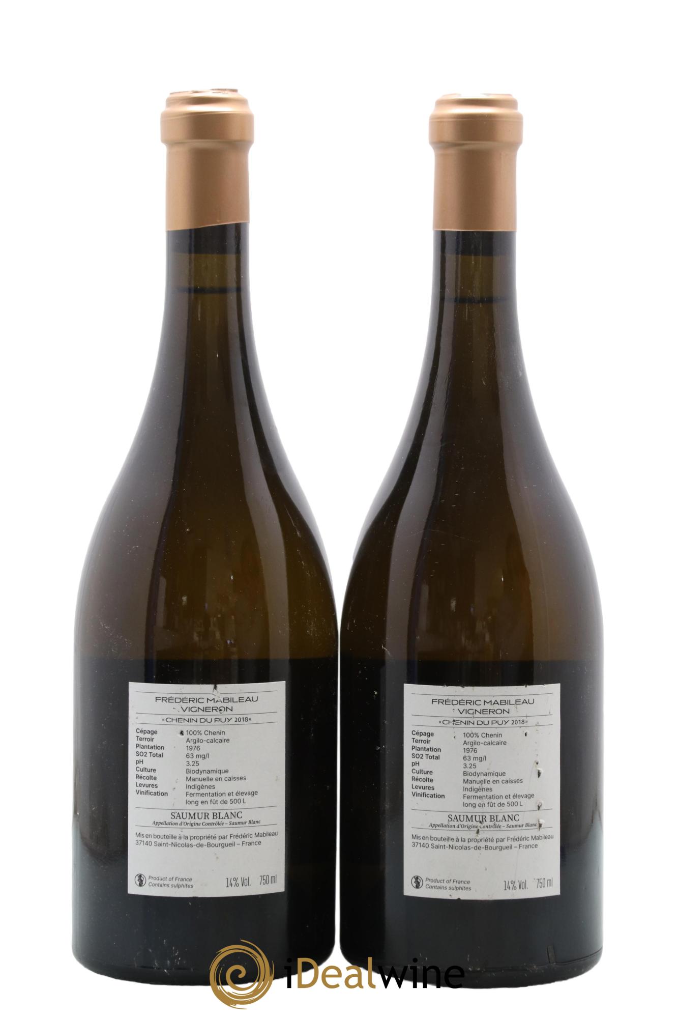 Saumur Chenin Du Puy Frederic Mabileau 2018 - Lot de 2 bouteilles - 1