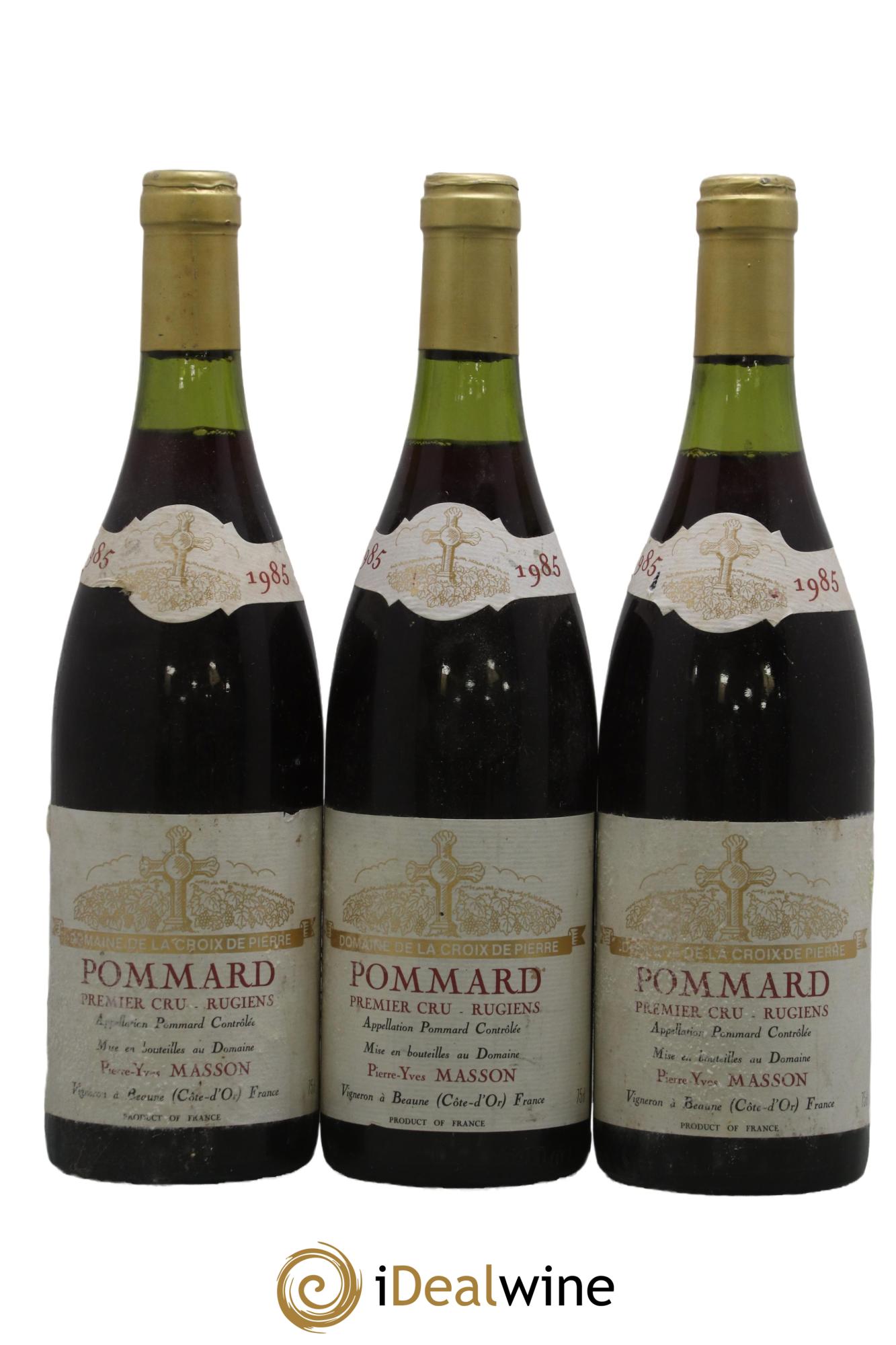Pommard 1er Cru Rugiens Domaine De La Croix De Pierre Masson 1985 - Lot de 3 bouteilles - 0