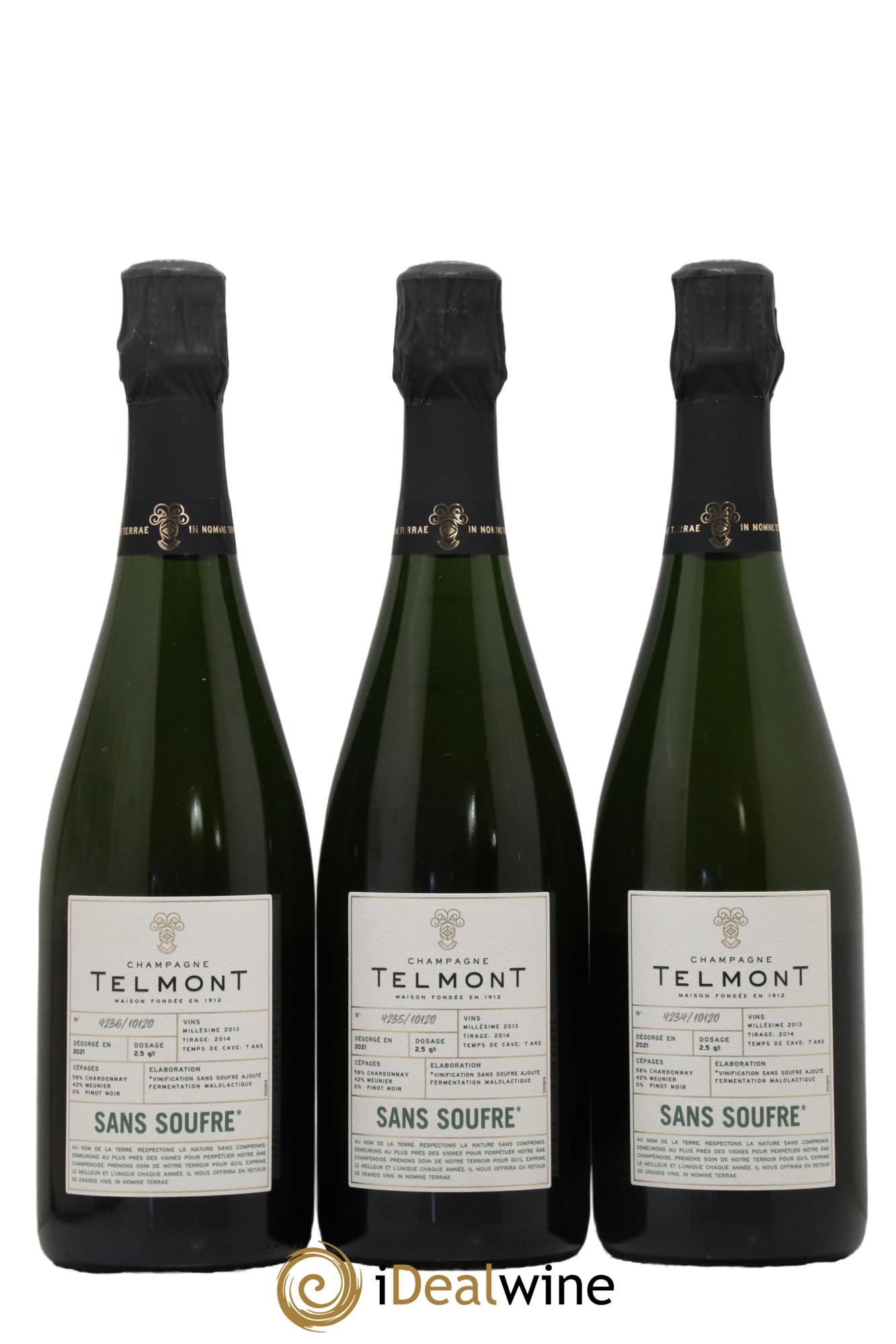 Champagne Sans Souffre Extra Brut Telmont 2013 - Lot de 3 bouteilles - 0
