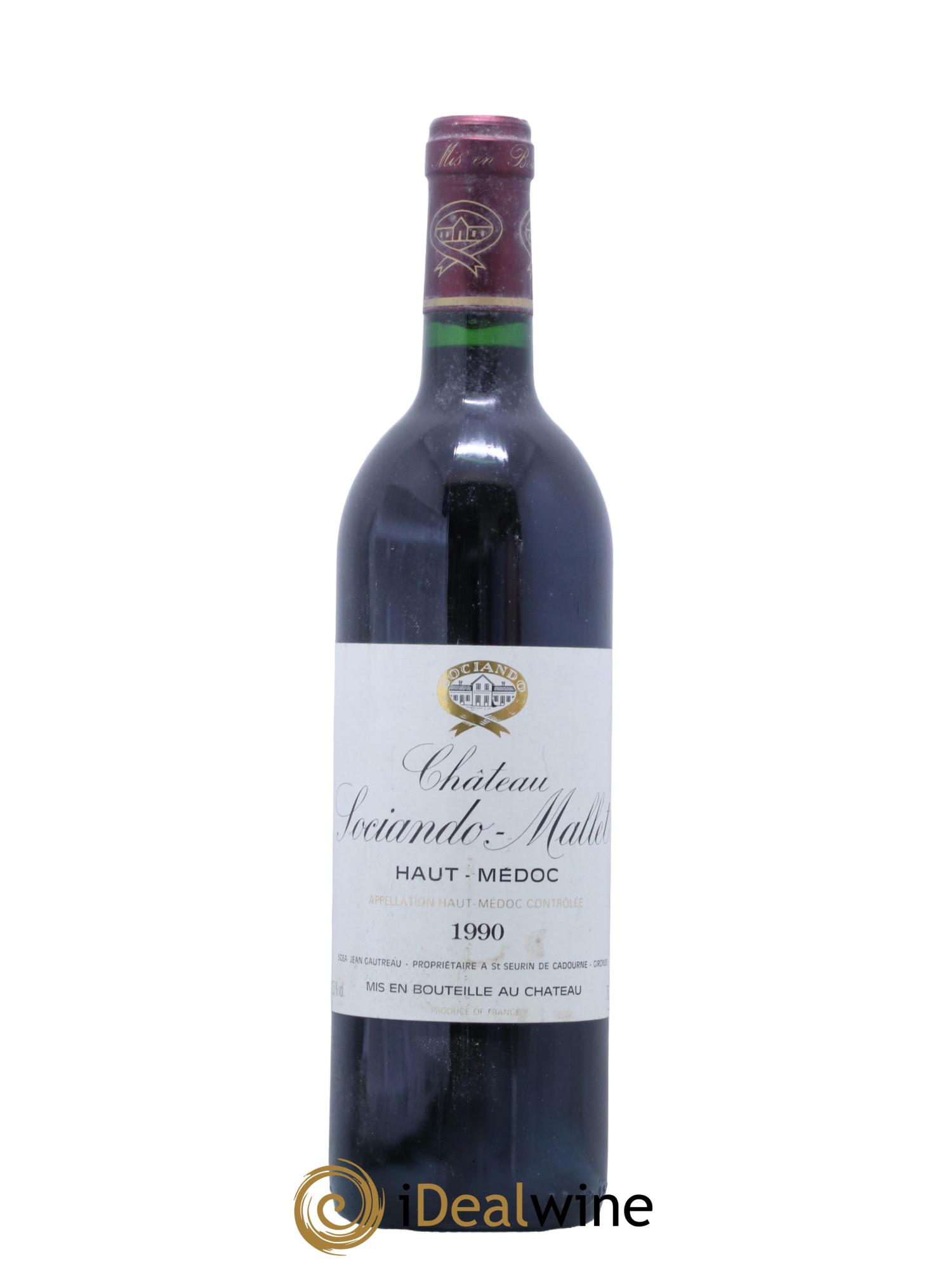 Château Sociando Mallet 1990 - Lot de 1 bouteille - 0