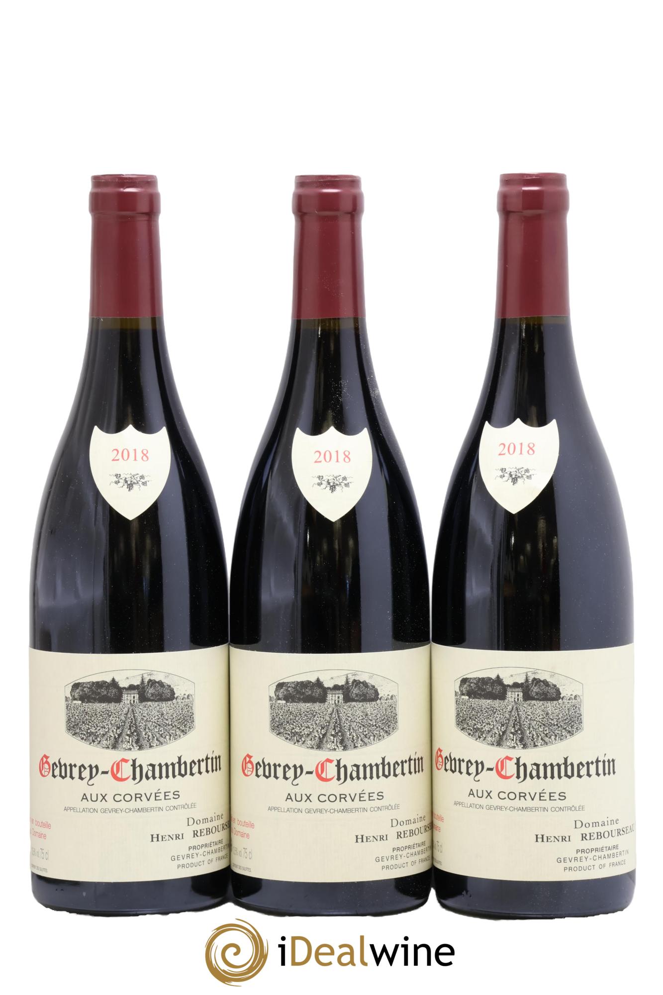 Gevrey-Chambertin Aux Corvées Henri Rebourseau 2018 - Lotto di 3 bottiglie - 0