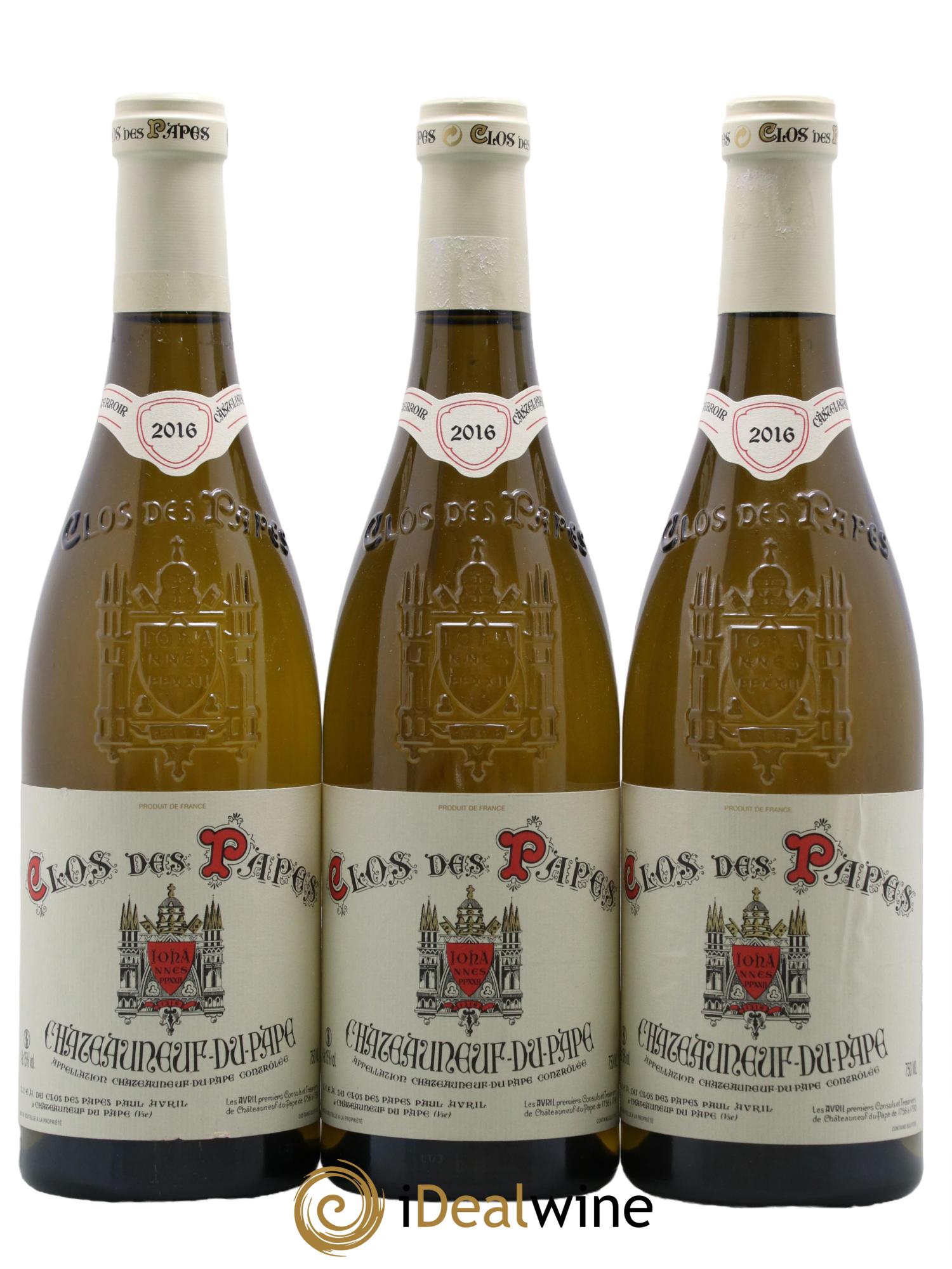 Châteauneuf-du-Pape Clos des Papes - Paul Avril 2016 - Lot de 3 bouteilles - 0