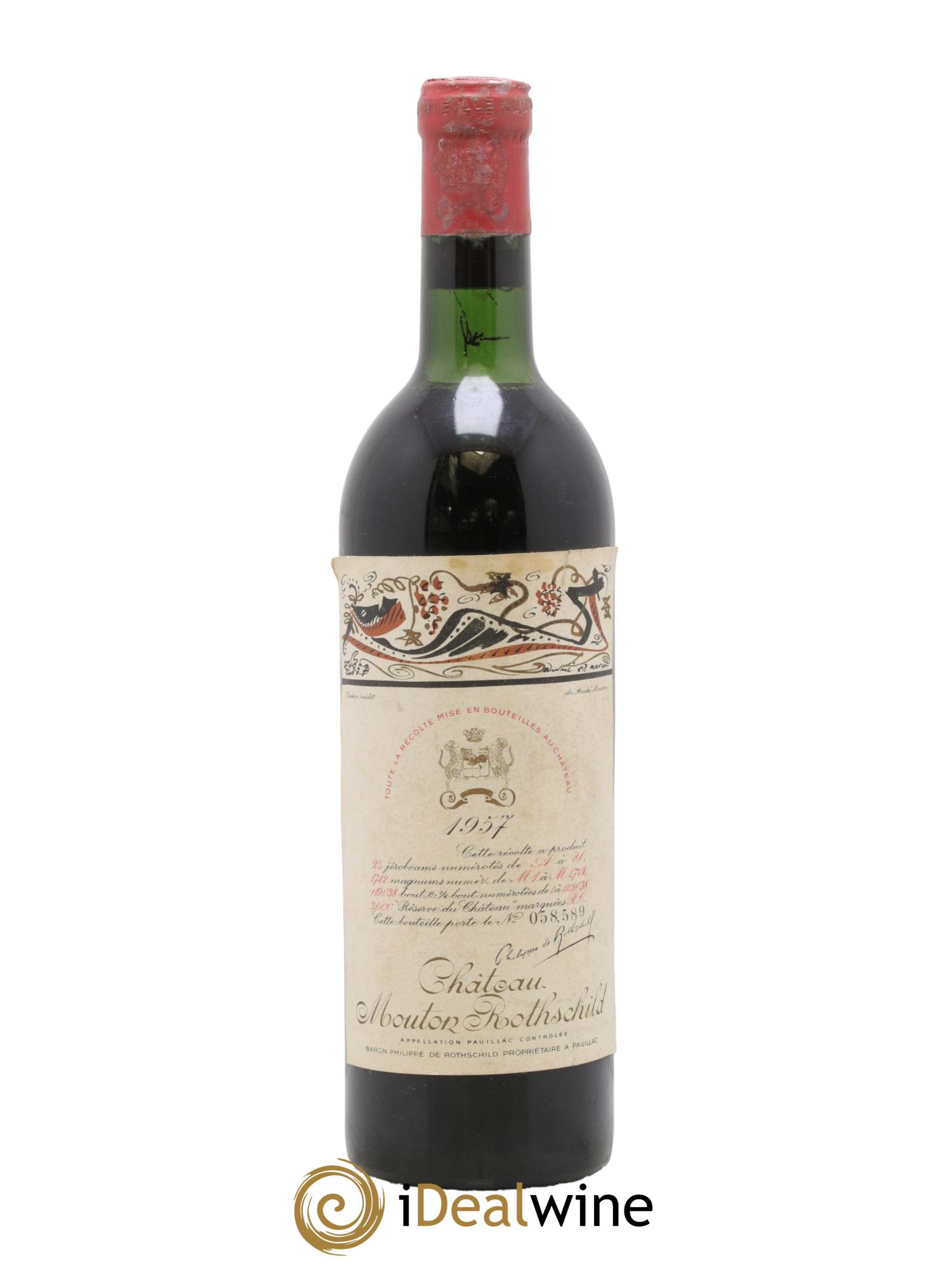Château Mouton Rothschild 1er Grand Cru Classé 1957 - Lotto di 1 bottiglia - 0