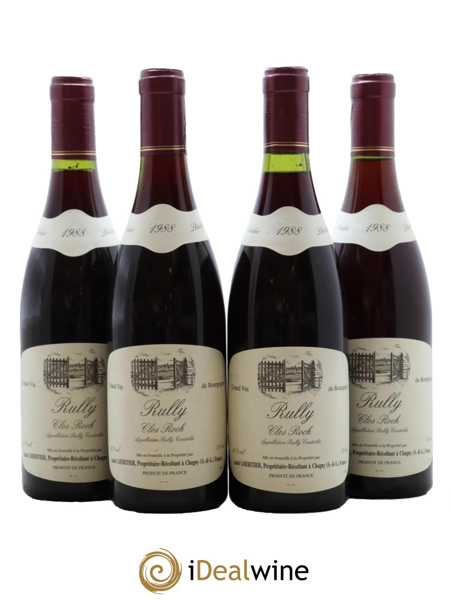 Rully Clos Roch André Lheritier 1988 - Lot of 4 bottles - 0