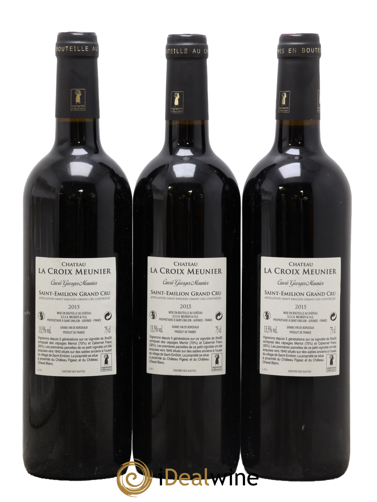 Saint-Émilion Grand Cru Cuvée Georges Meunier Château La Croix Meunier 2015 - Lot de 3 bouteilles - 0