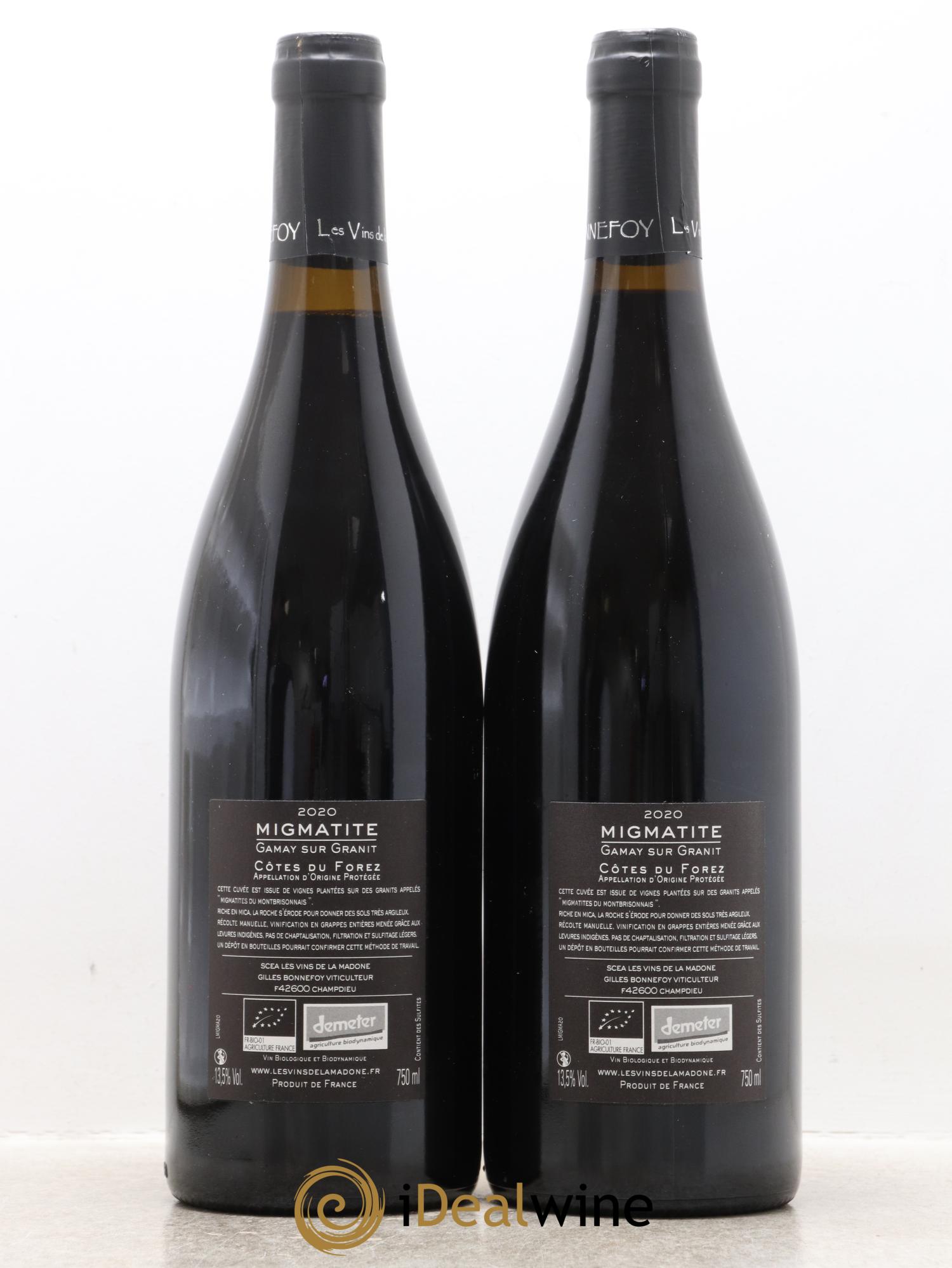 Divers Côtes-du-Forez Migmatite Les Vins de la Madone Gilles Bonnefoy 2020 - Lot de 2 bouteilles - 1