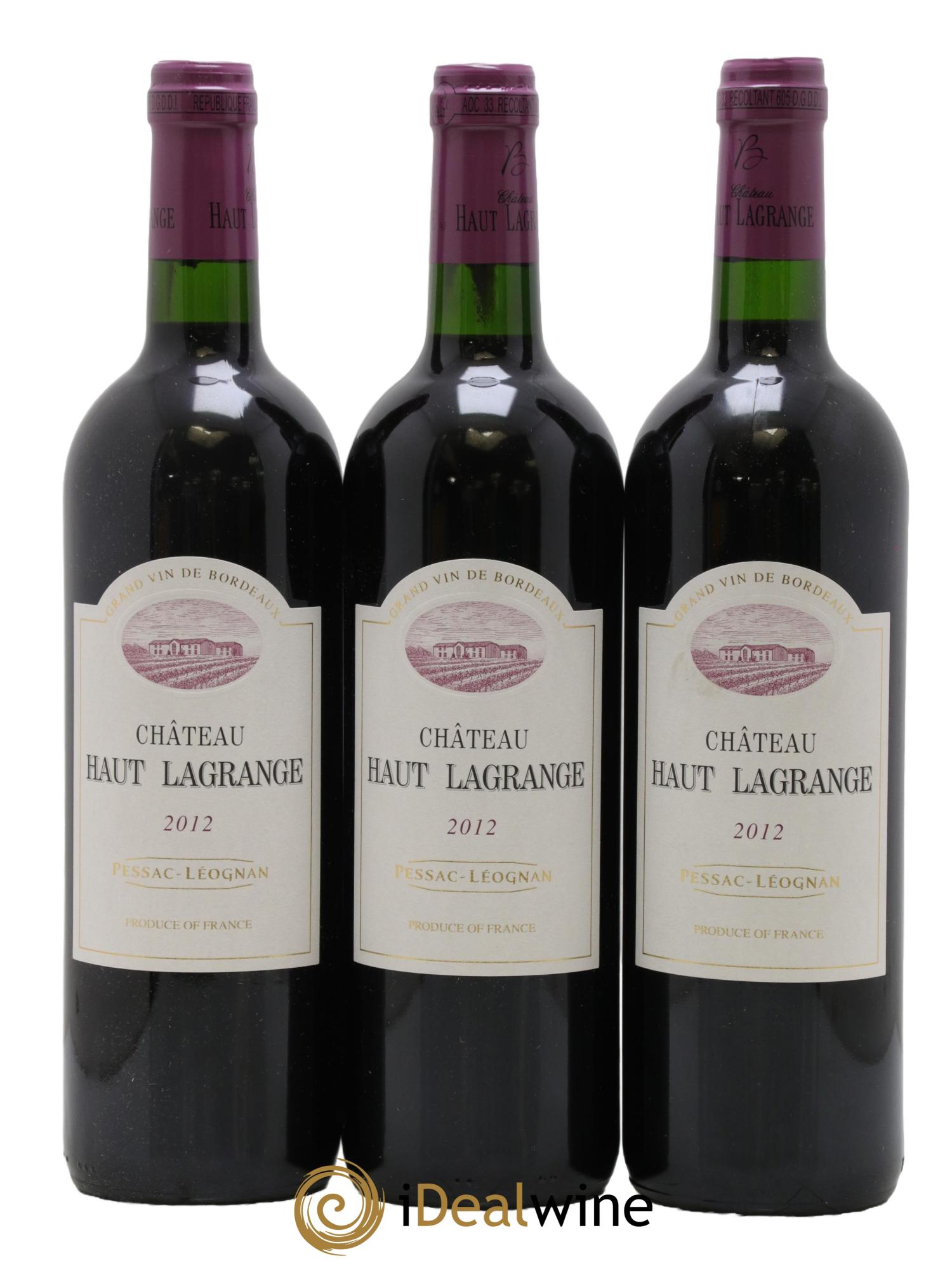 Pessac-Léognan Château Haut-Lagrange 2012 - Posten von 3 Flaschen - 0