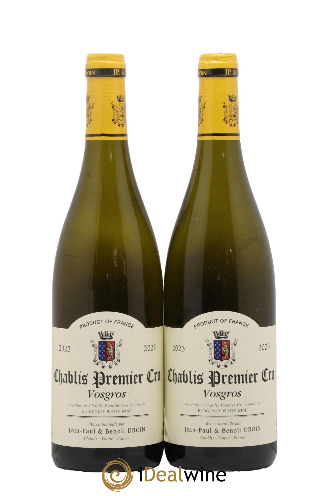 Chablis 1er Cru Vosgros Jean-Paul & Benoît Droin (Domaine) 2023 - Lot de 2 bouteilles - 0