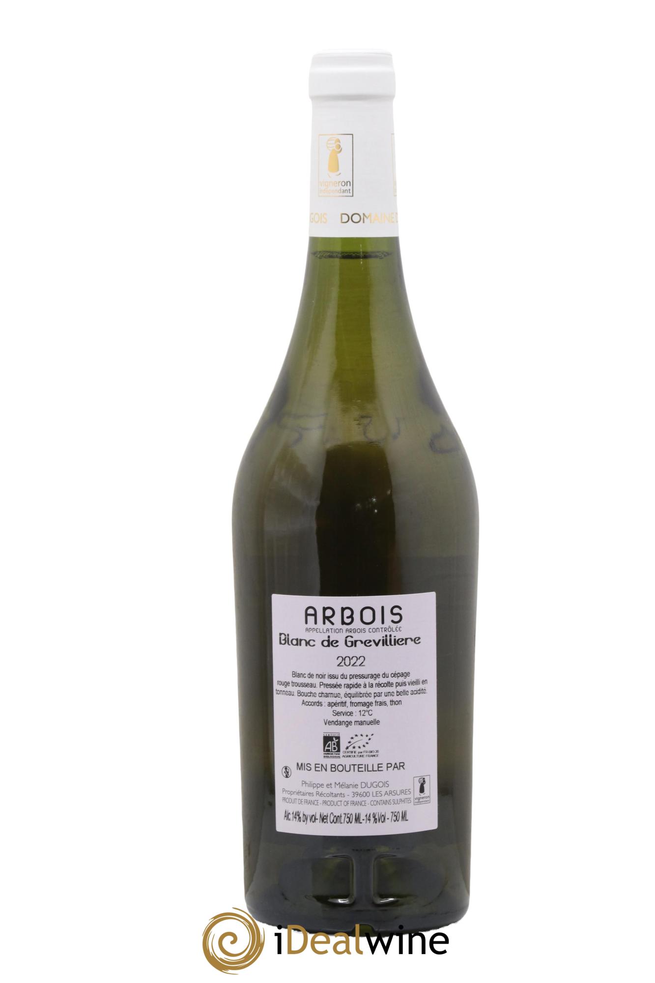 Arbois Blanc De Grevillière Domaine Dugois 2022 - Posten von 1 Flasche - 1