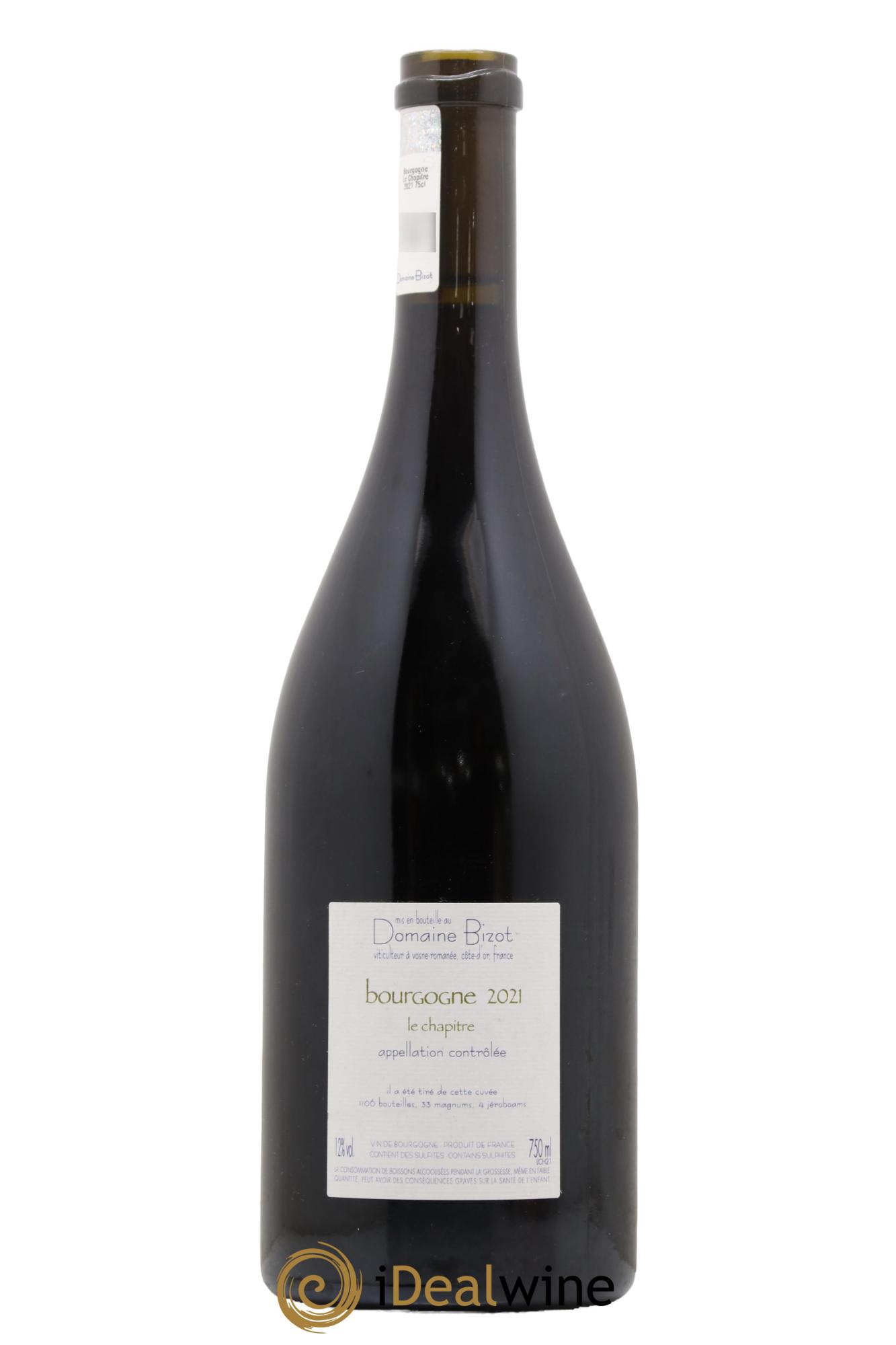 Bourgogne Le Chapitre Bizot (Domaine) 2021 - Posten von 1 Flasche - 1