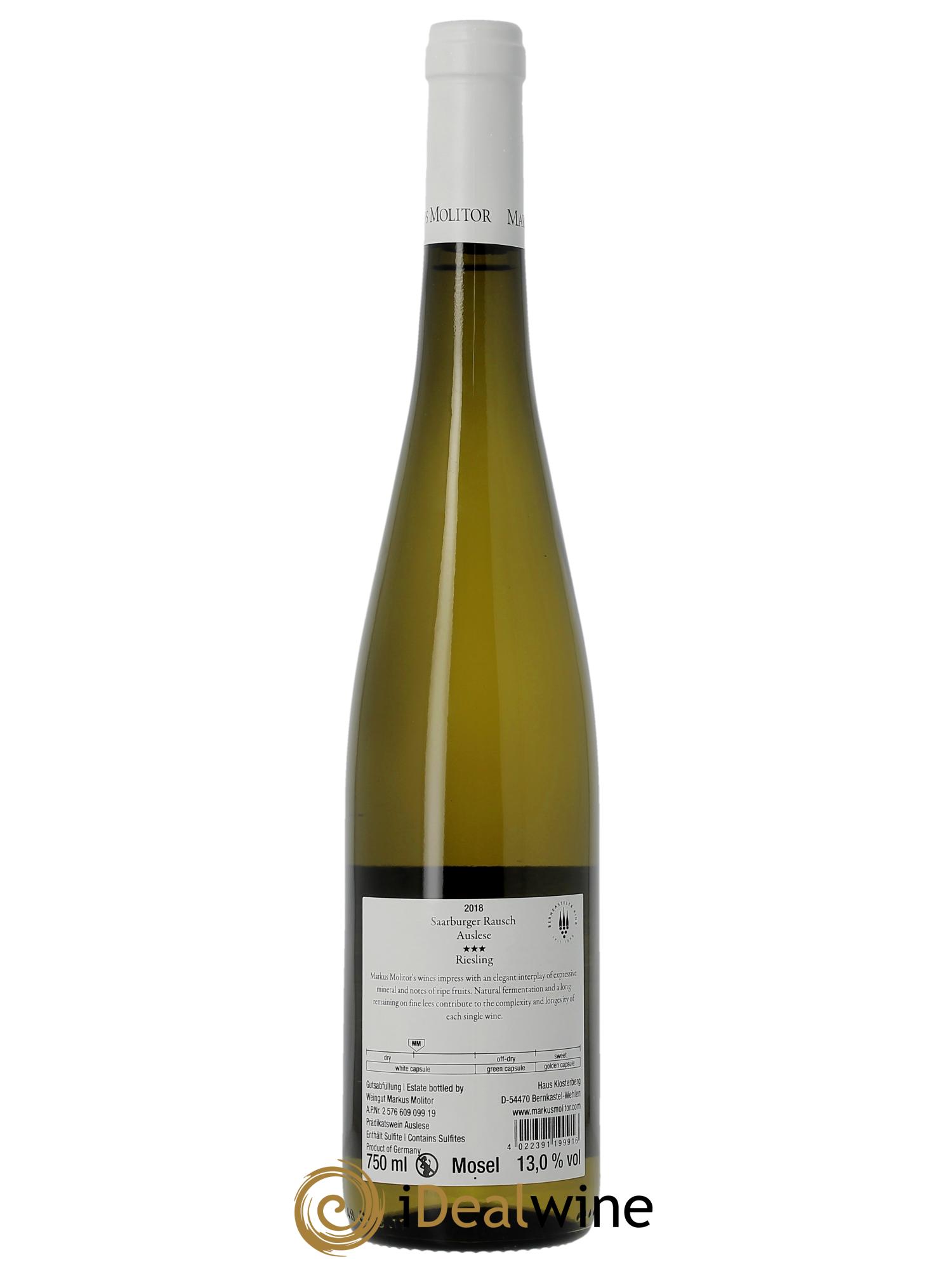 Riesling Markus Molitor Saarburger Rausch Auslese*** White Capsule 2018 - Lot of 1 bottle - 1