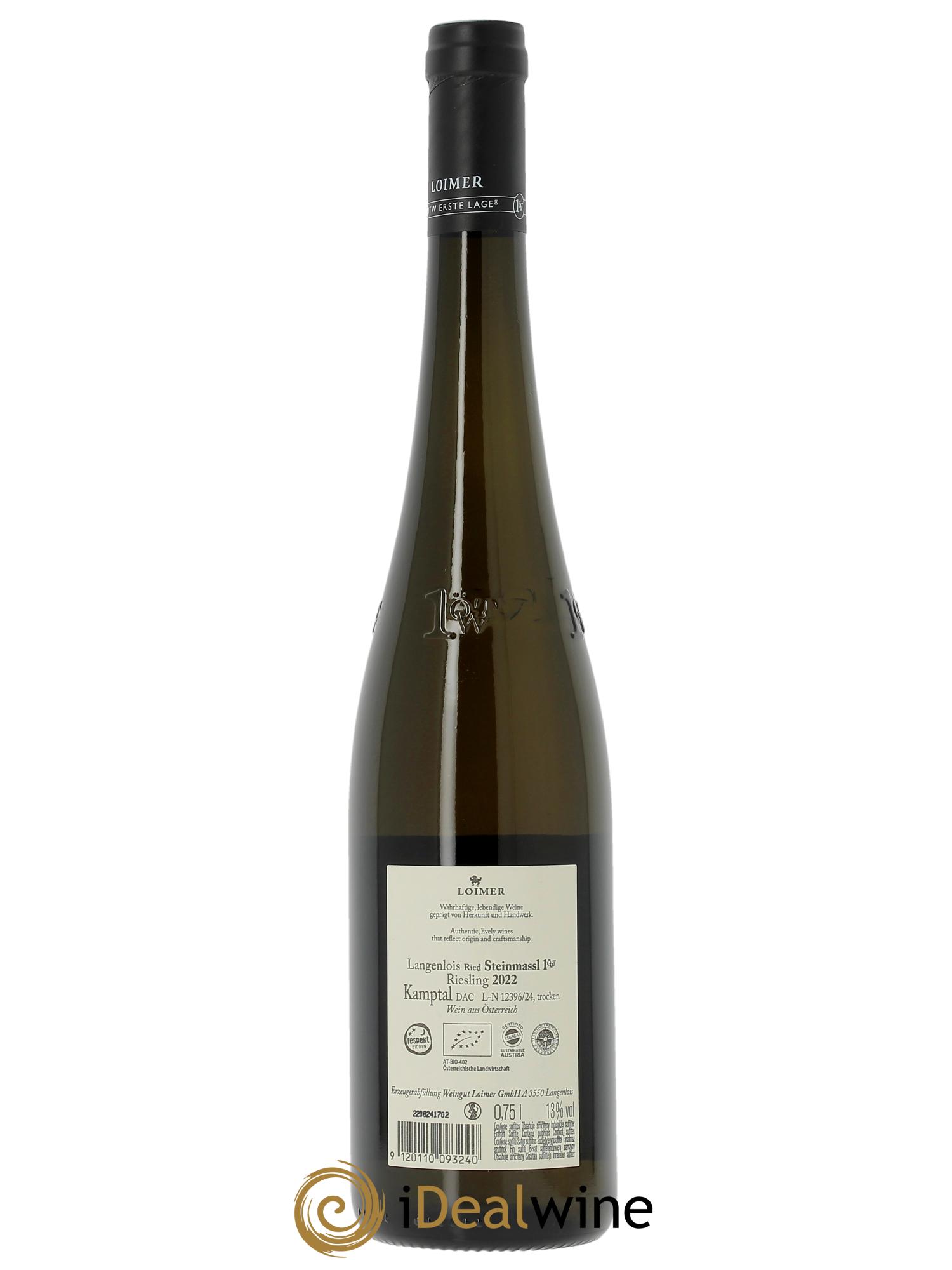 Riesling Loimer Langenlois Steinmassl Erste Lage  2022 - Lotto di 1 bottiglia - 1