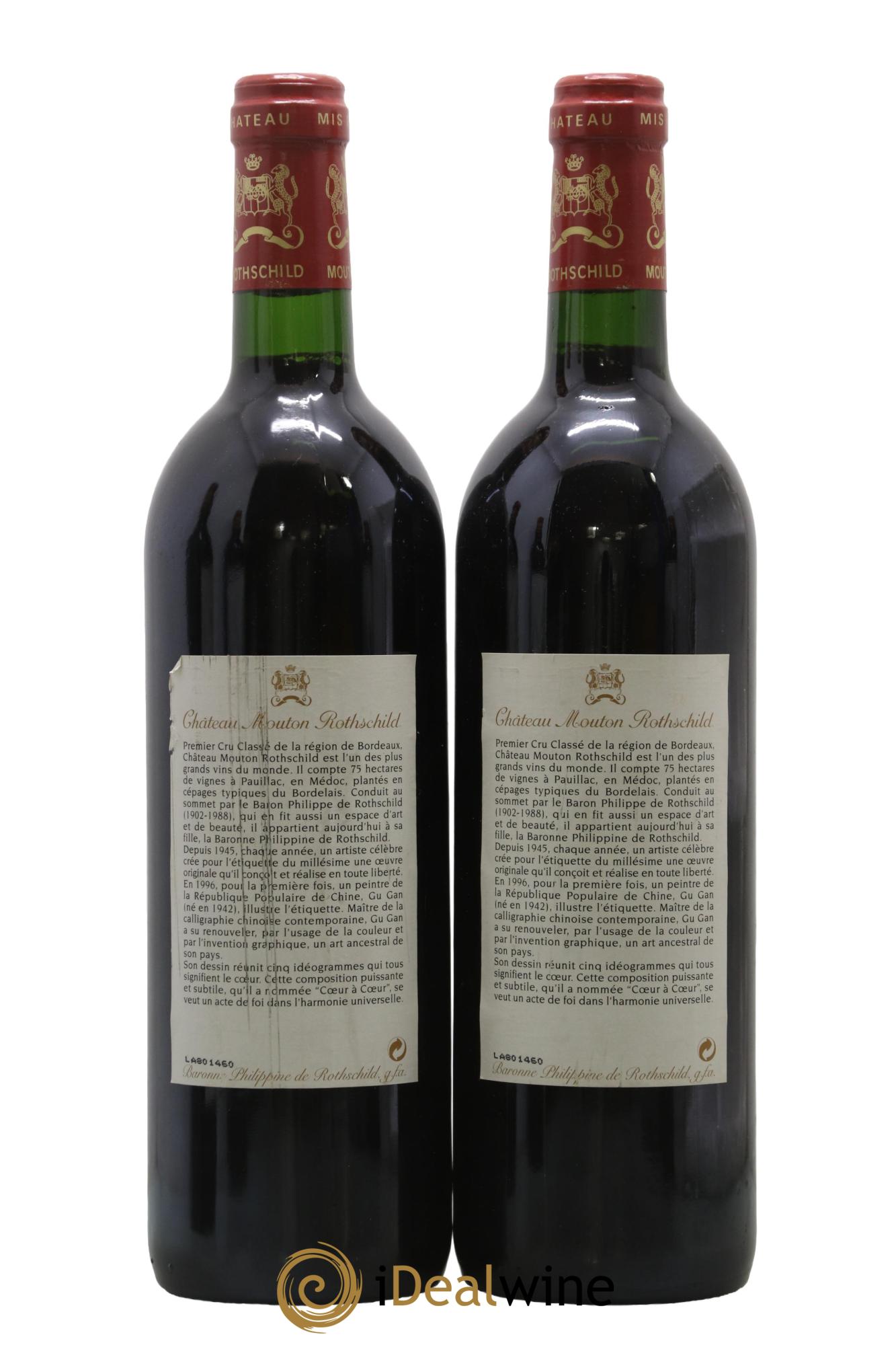 Château Mouton Rothschild 1er Grand Cru Classé 1996 - Lot de 2 bouteilles - 1