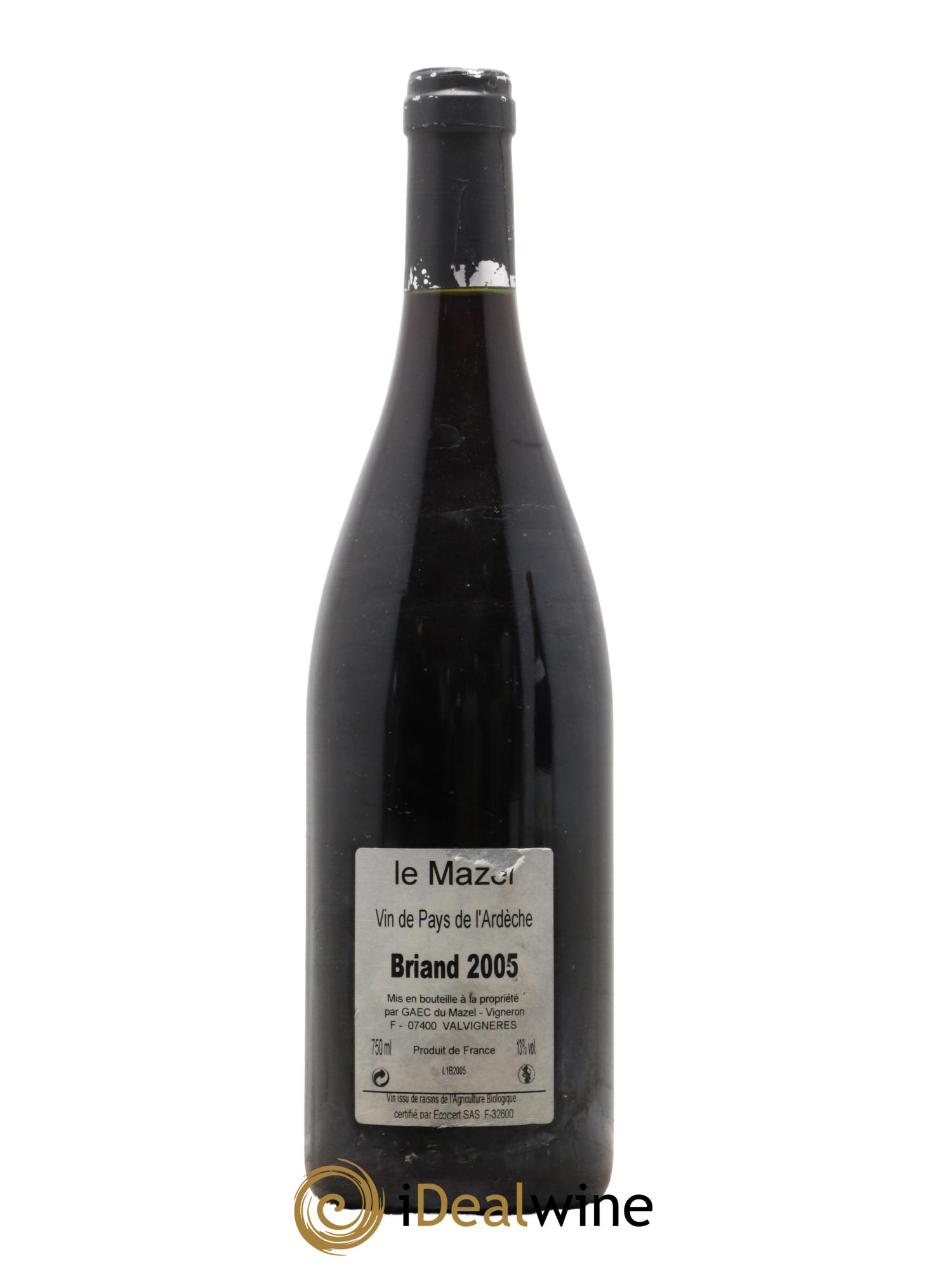 Ardèche Cuvée Briand Le Mazel 2005 - Lot de 1 bouteille - 1
