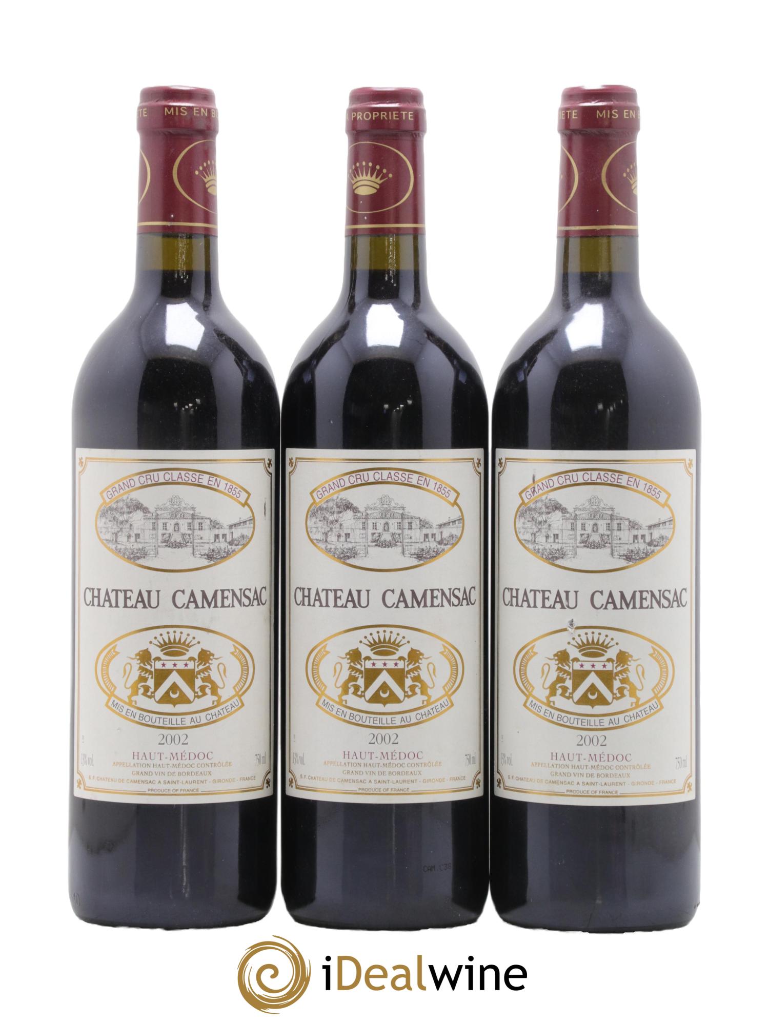 Château Camensac 5ème Grand Cru Classé 2002 - Lot de 3 bouteilles - 0