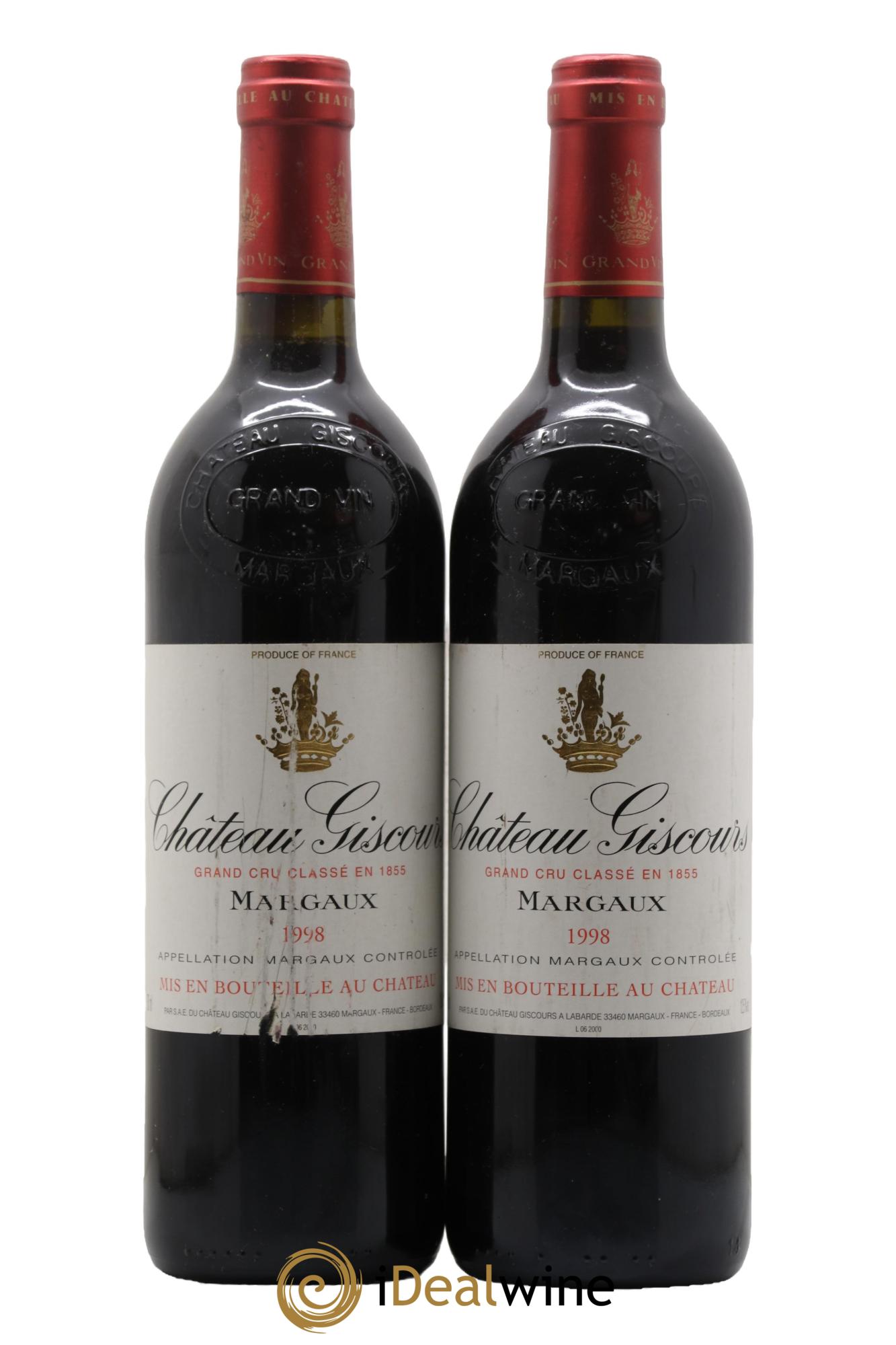 Château Giscours 3ème Grand Cru Classé 1998 - Lot de 2 bouteilles - 0