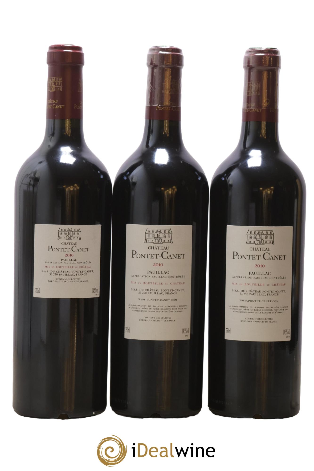 Château Pontet Canet 5ème Grand Cru Classé 2010 - Lot de 3 bouteilles - 1