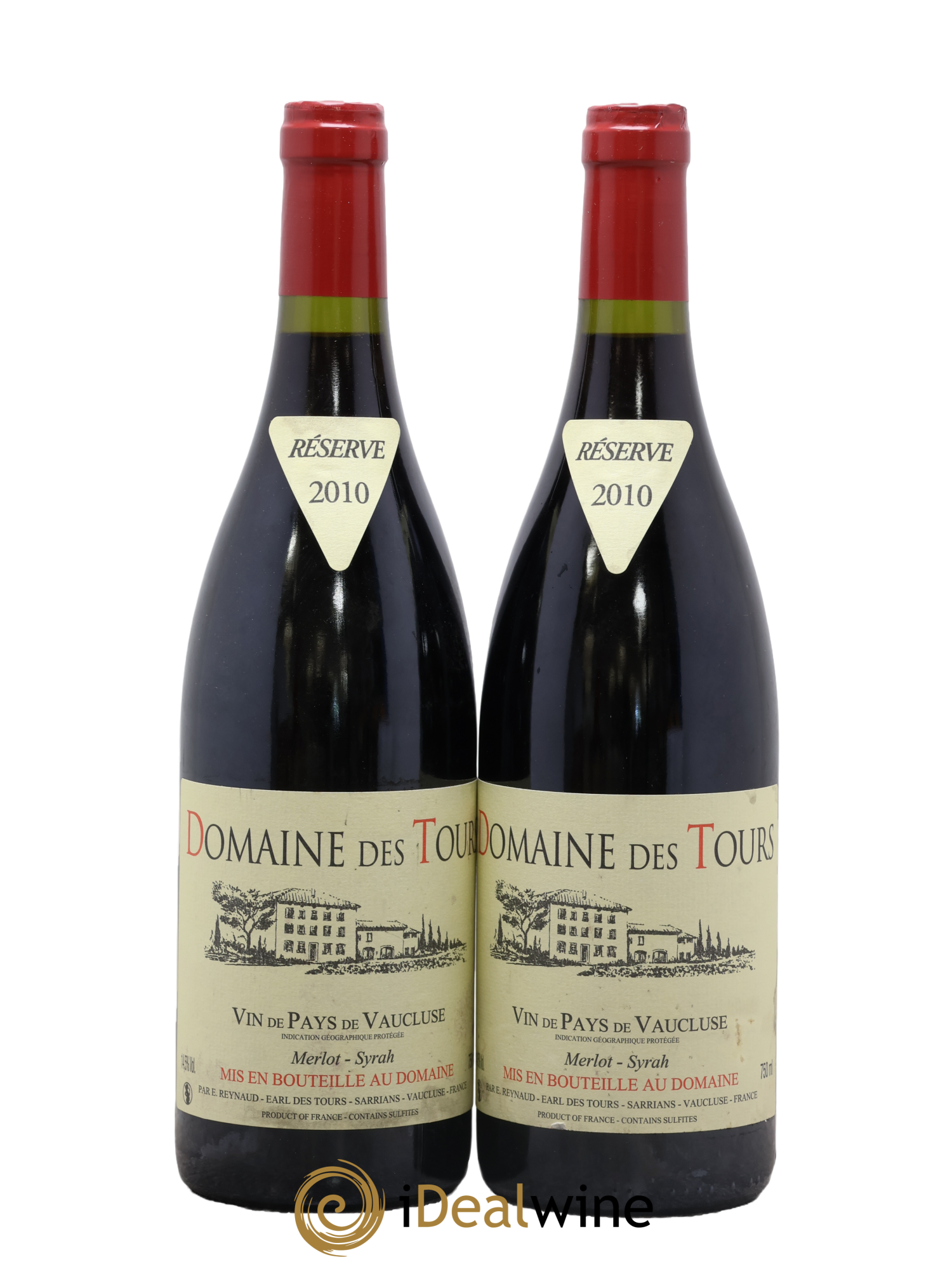 Vaucluse Domaine des Tours Merlot-Syrah Emmanuel Reynaud 2010 - Lot of 2 bottles - 0