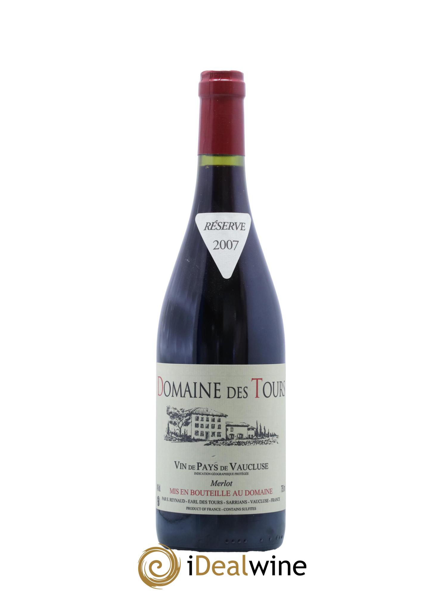 Vaucluse Domaine des Tours Merlot Emmanuel Reynaud 2007 - Lot de 1 bouteille - 0