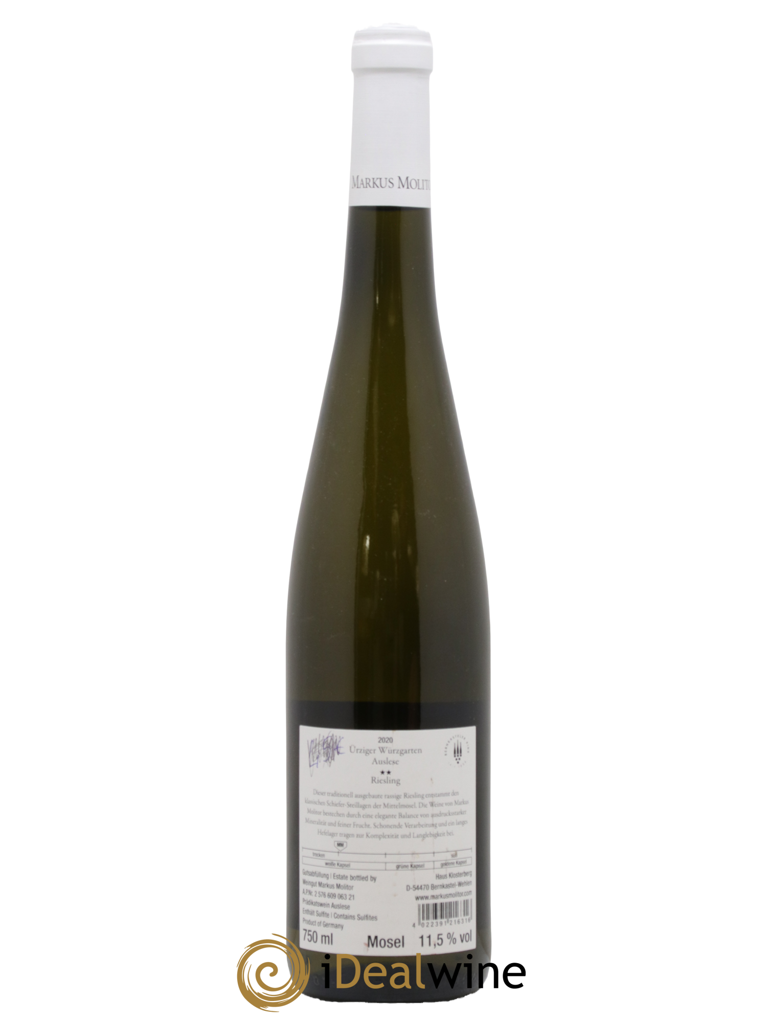 Riesling Markus Molitor Urziger Wurzgarten Spatlese White Capsule 2020 - Lot de 1 bouteille - 1