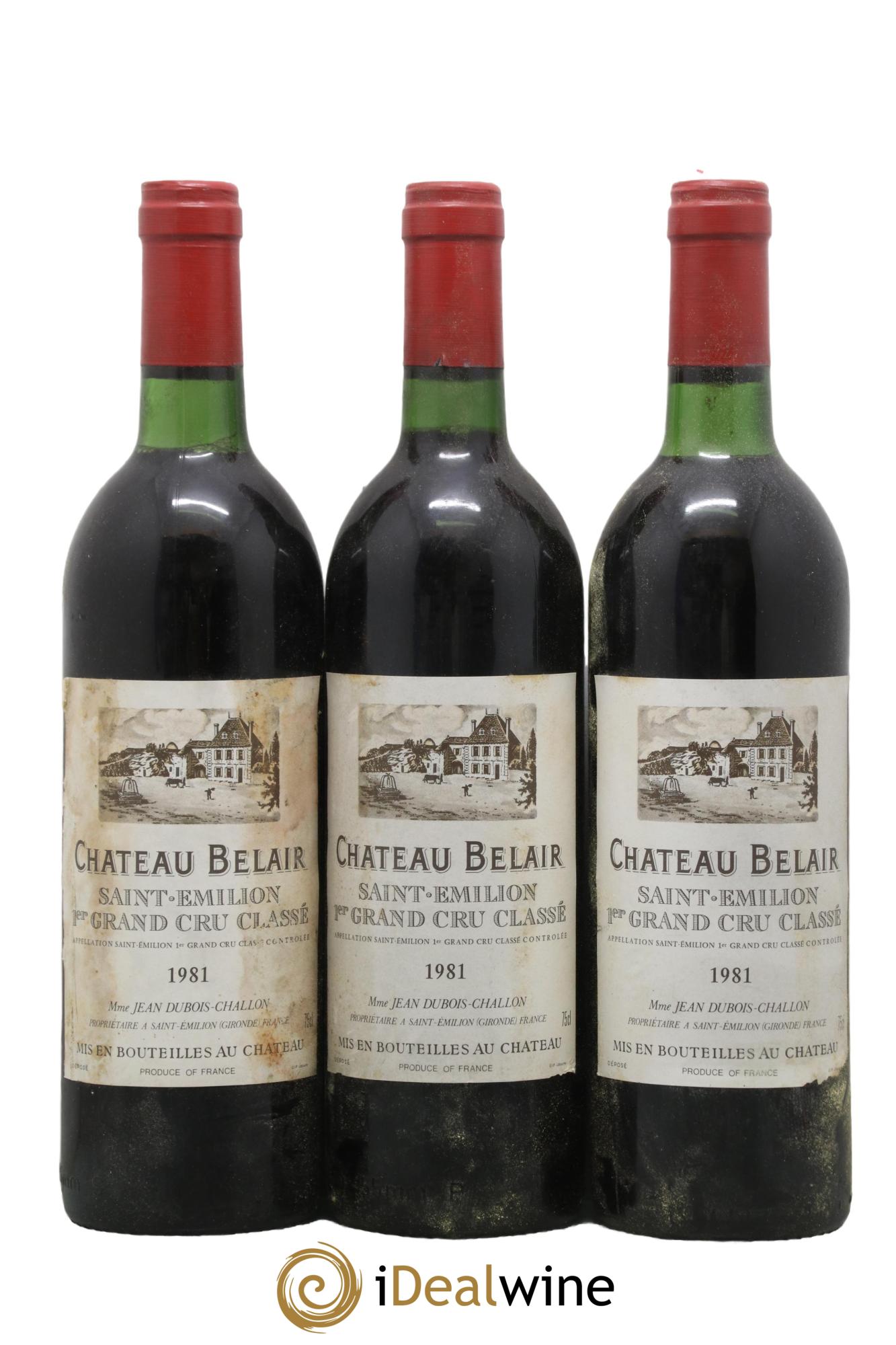 Château Belair (Belair-Monange) 1er Grand Cru Classé B 1981 - Lot de 3 bouteilles - 0